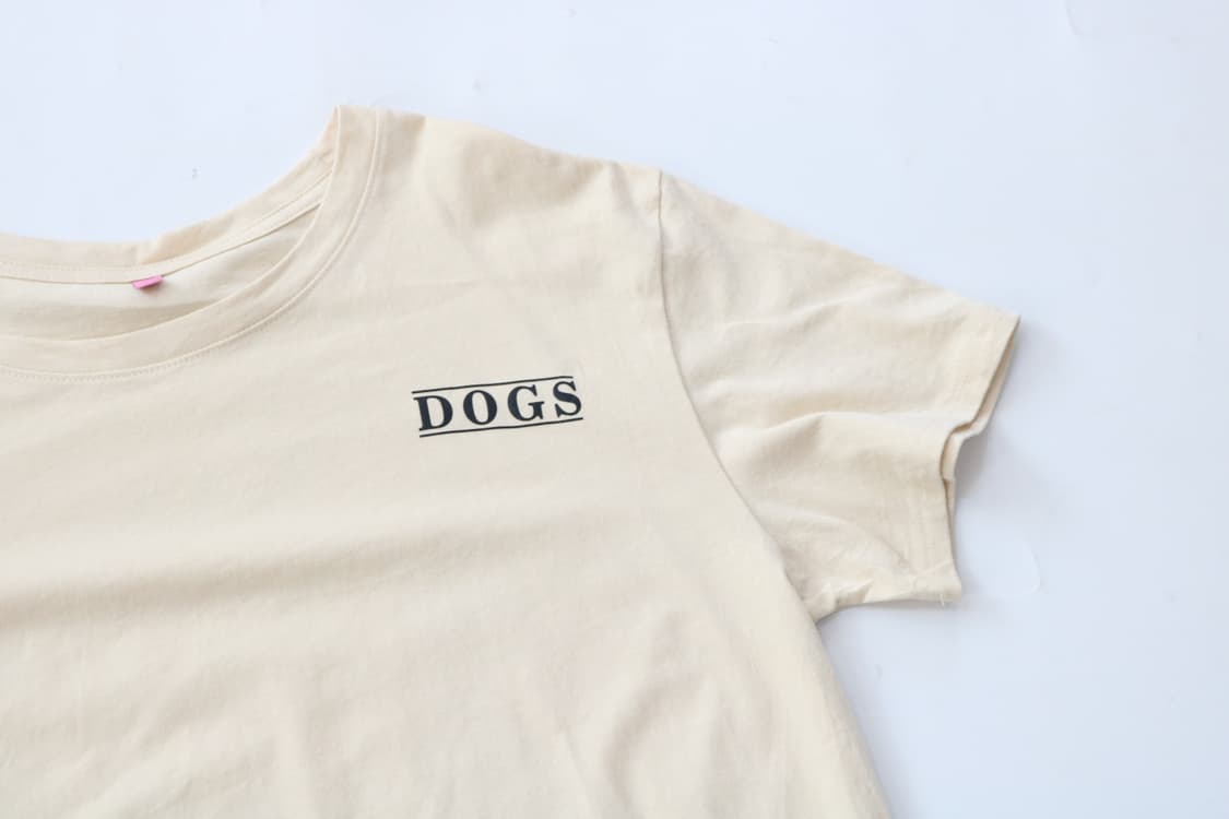 빈티지 DOGS 도그스 일러스트 그래픽 아이보리 반팔 티셔츠 (XXL) 상품이미지7