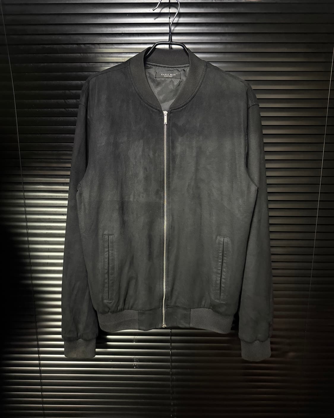 자라 스웨이드 집업 블루종 봄버 자켓 블랙 L 100 락시크 고스 펑크  상품이미지2