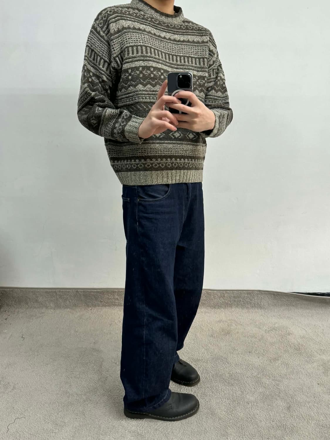 [L] 빈티지 울 패턴 니트 스웨터 madeinitaly 상품이미지3