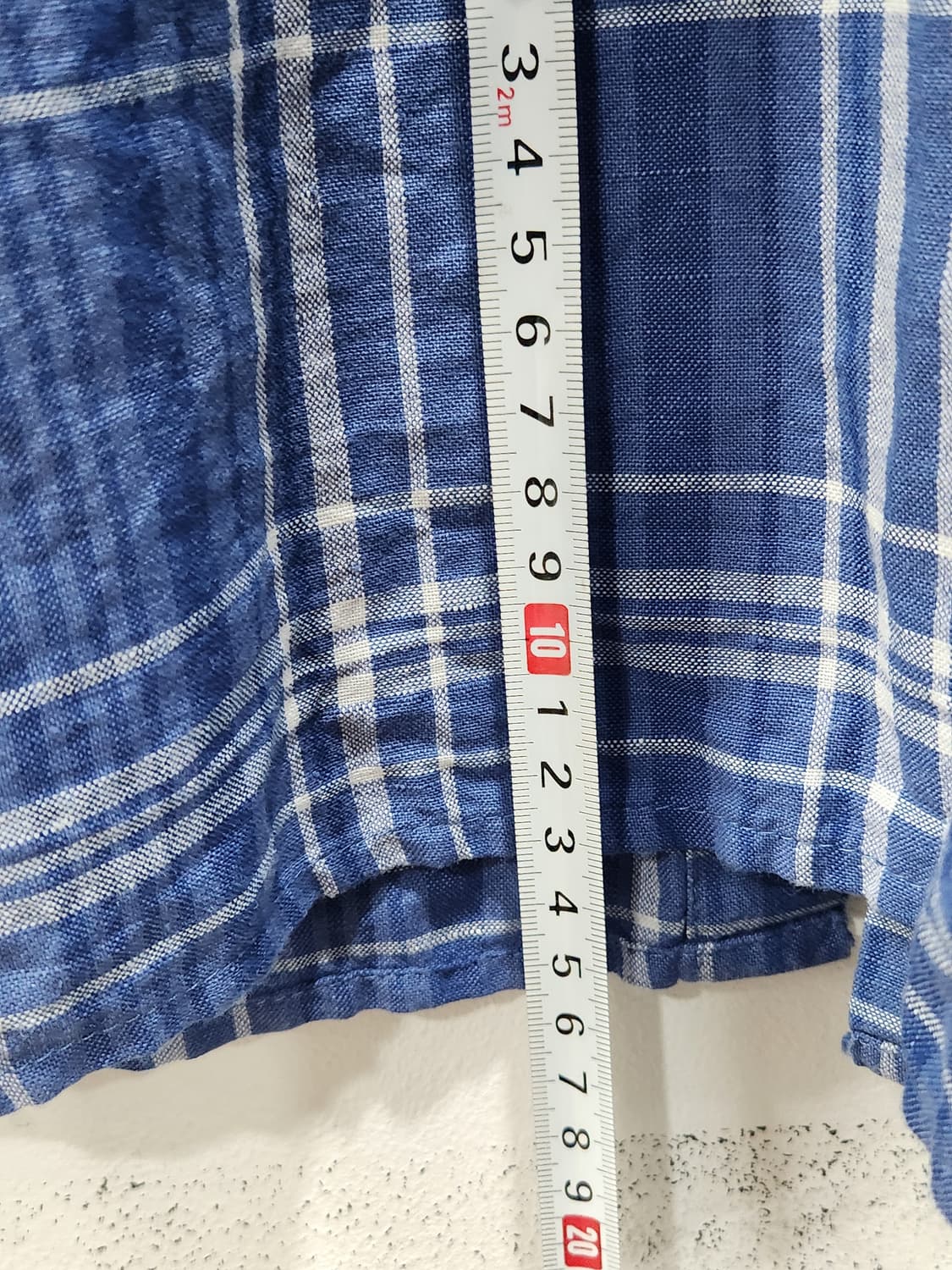 [S] 자라 린넨 블루 체크 롱원피스 벌룬 소매 상품이미지9