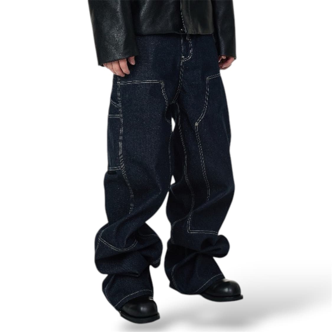 네이비 데님 새깅핏 카펜더 팬츠 상품이미지1