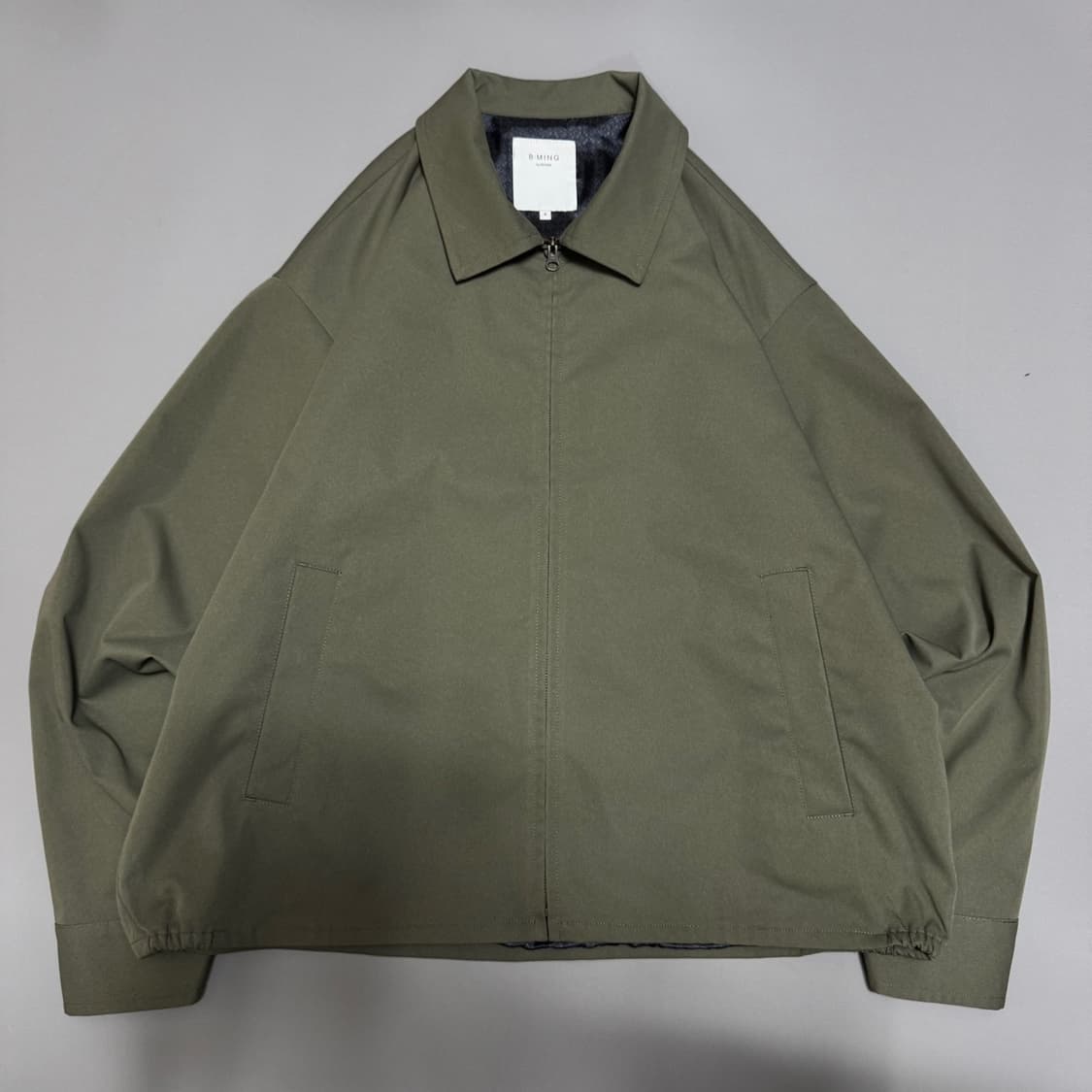 B:ming by beams 올리브 더블 집업 라이닝패턴 블루종 자켓 상품이미지6