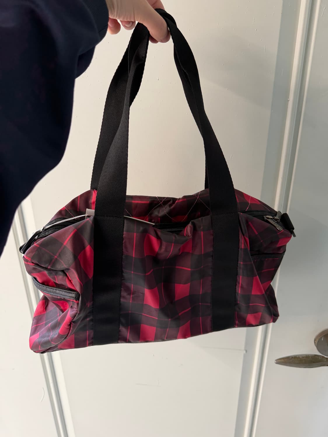 빈티지 핑크체크 보스턴백  상품이미지6