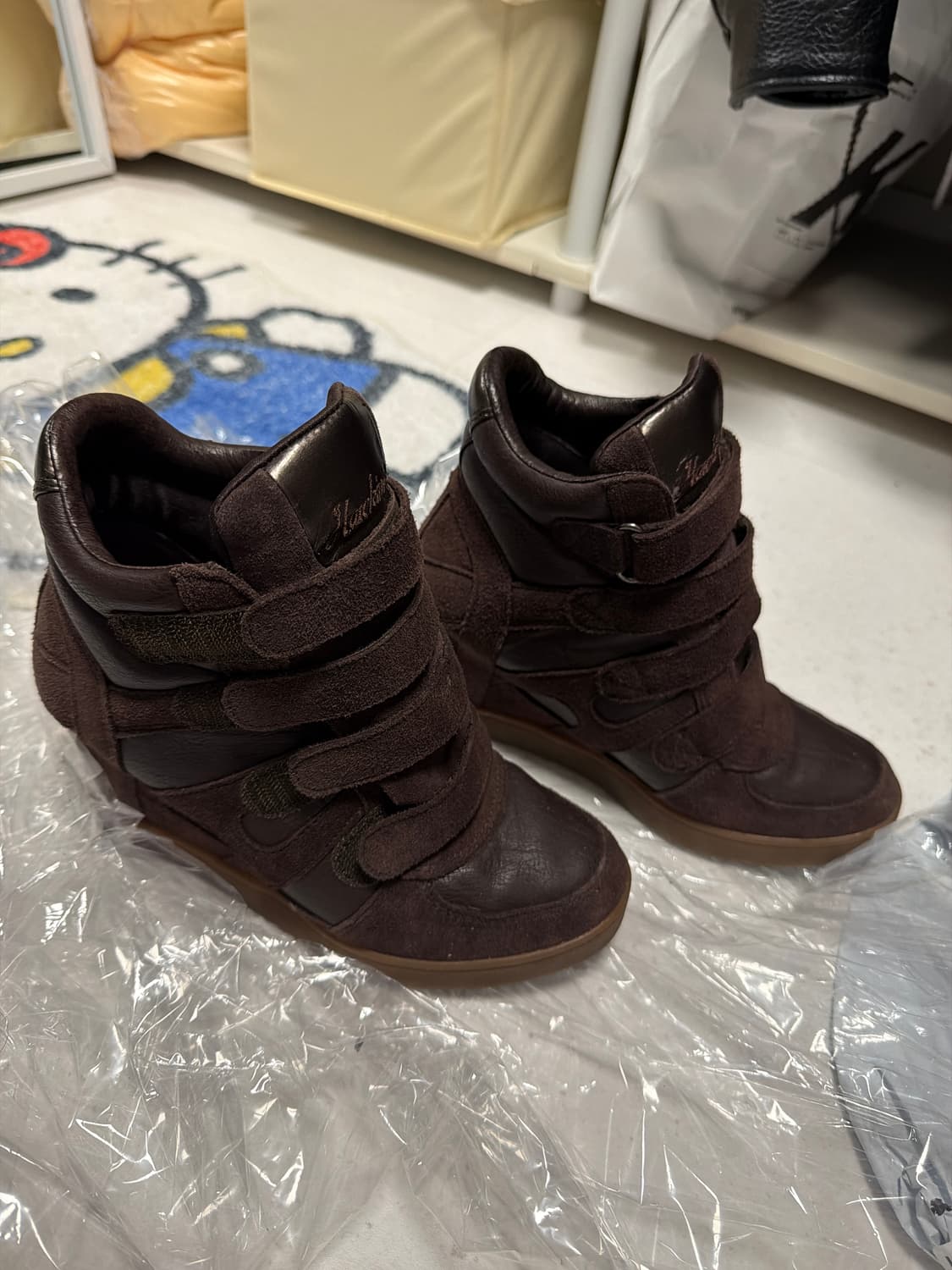 호킨스 스포츠 웨지 벨크로 스니커즈 브라운 235 상품이미지2