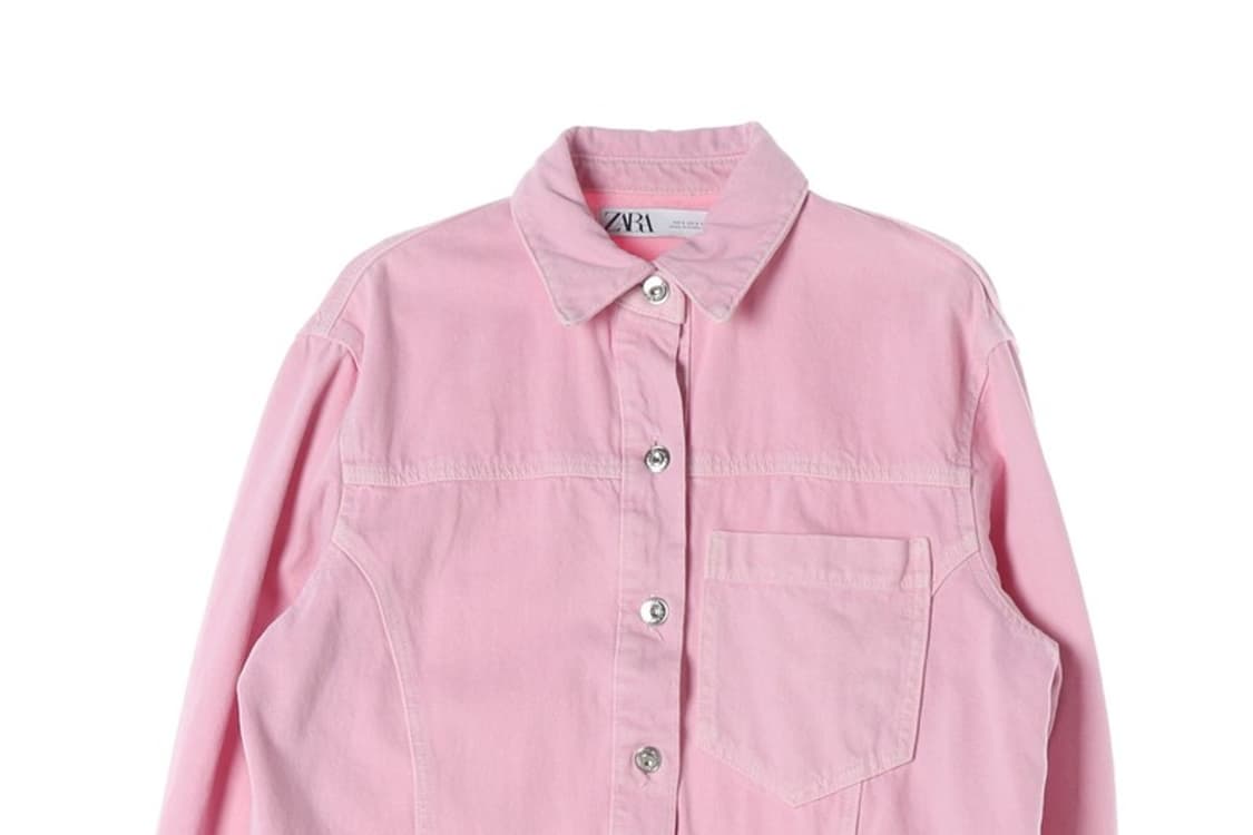 ZARA 핑크 데님 워싱 자켓 S 상품이미지3