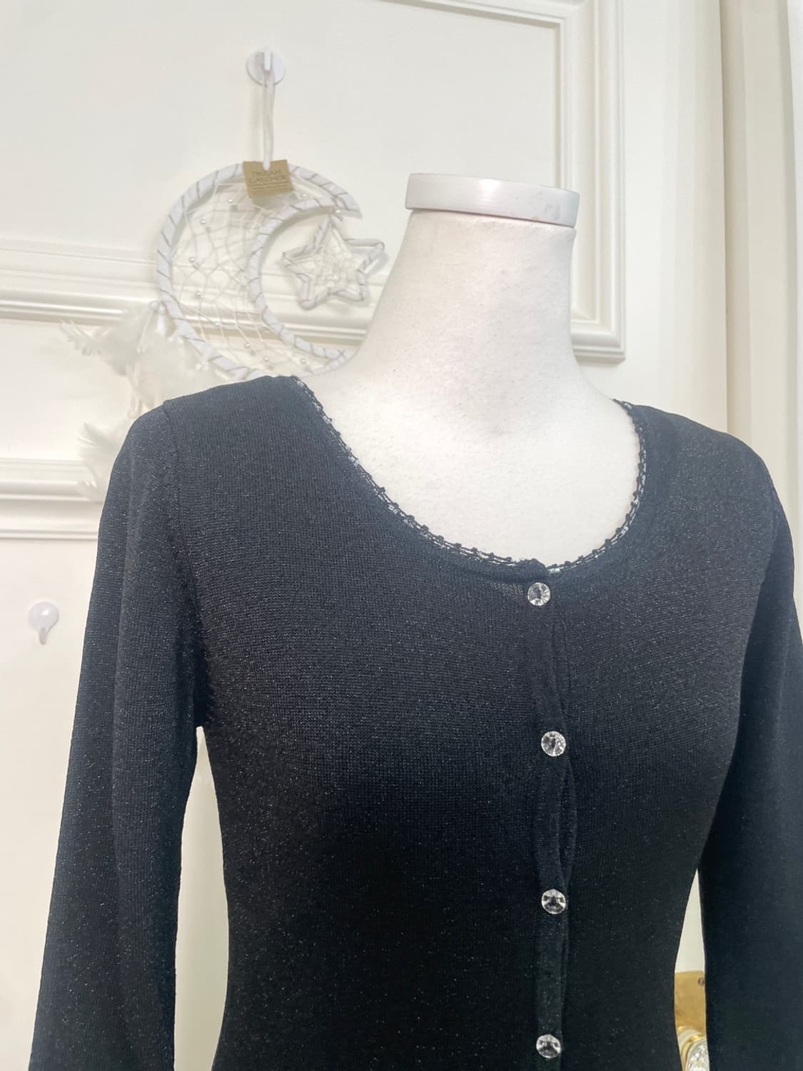 black crystal button glitter slim cardig 상품이미지7