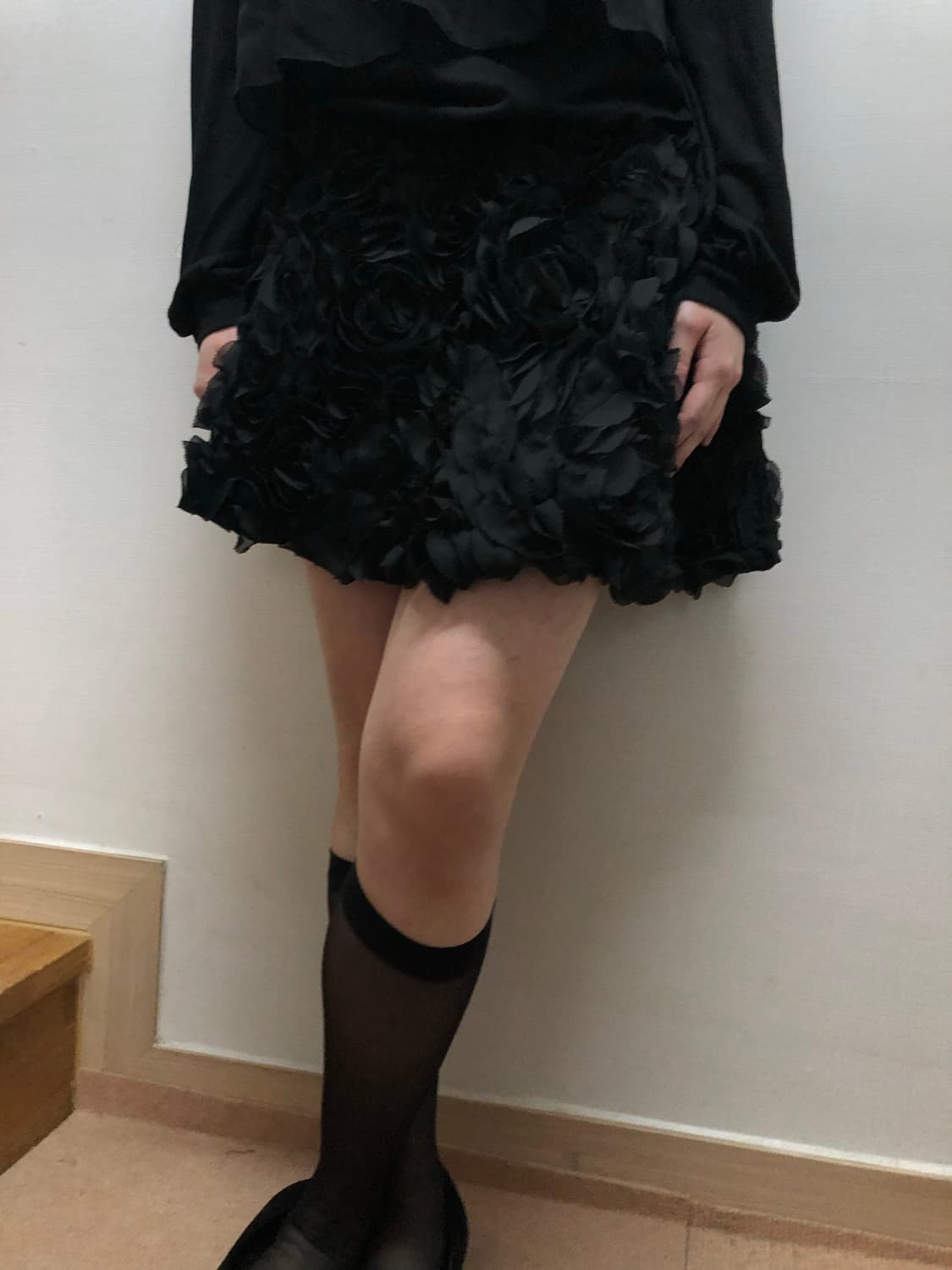 빈티지 블랙 플라워 미니 스커트 상품이미지4