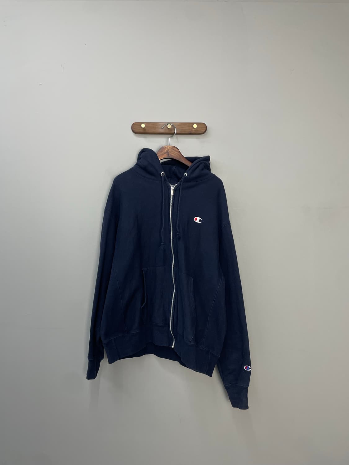챔피온 리버스 위브 네이비 후드집업 H1352 상품이미지2