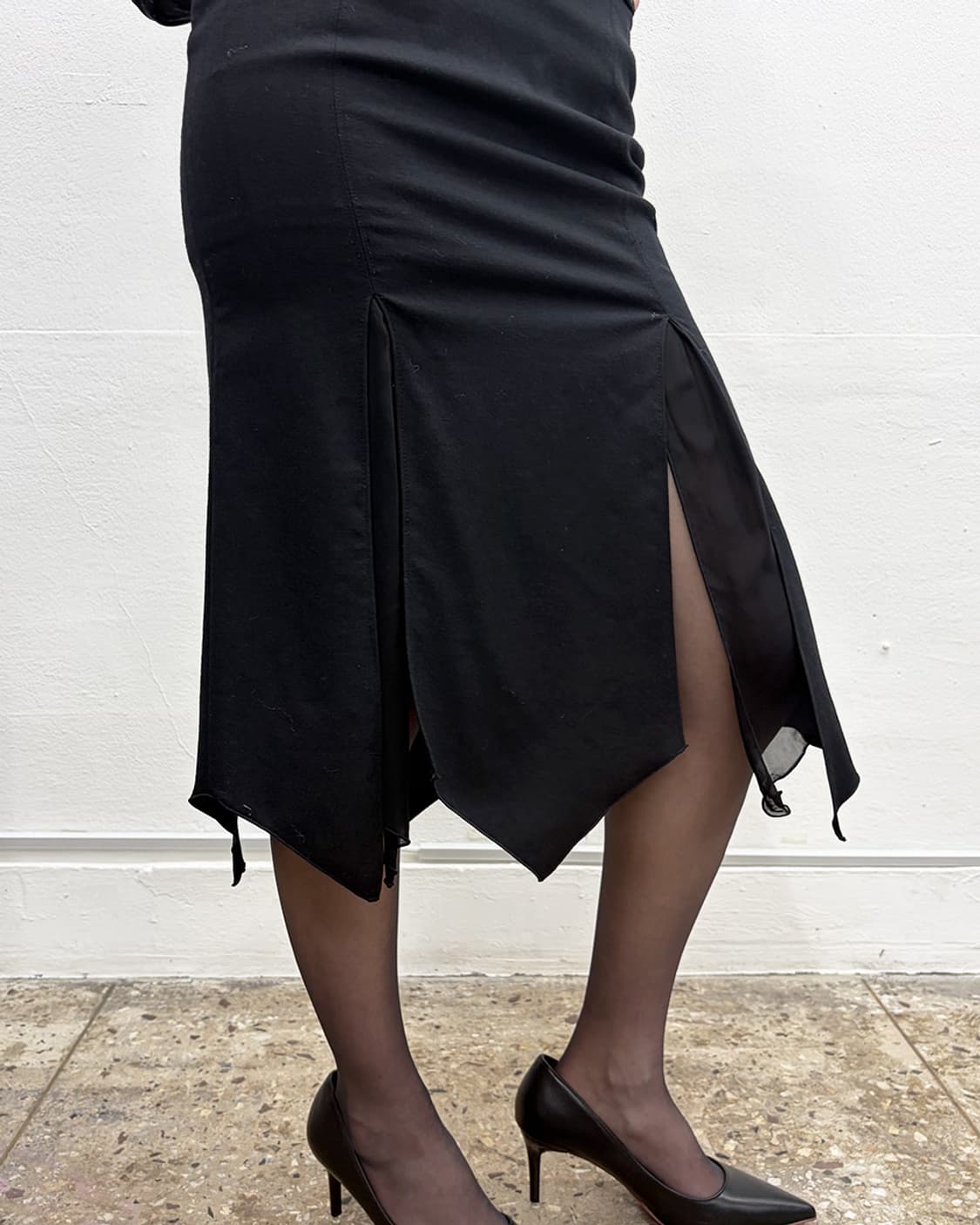빈티지 메쉬 패널 슬릿 스커트 상품이미지4
