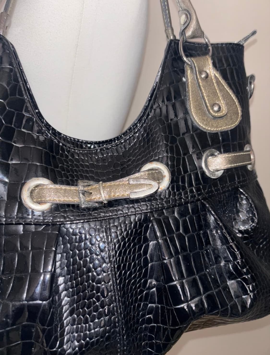 빈티지 에나멜 가죽 숄더백 히메갸루 고스펑크 고딕 상품이미지8