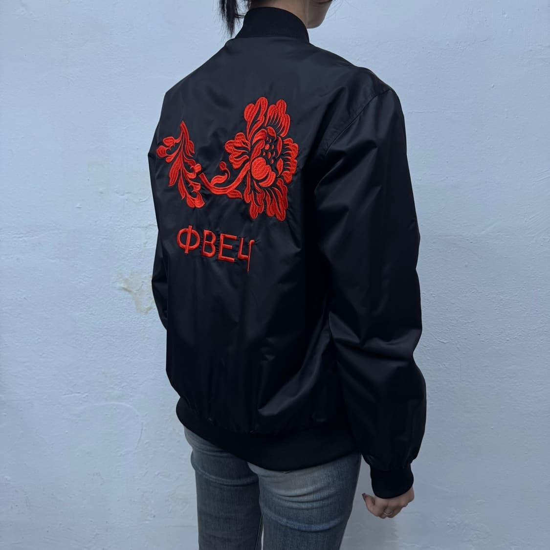 오베이(OBEY) 블랙컬러 양면 로고 집업 스타디움 자켓 상품이미지2