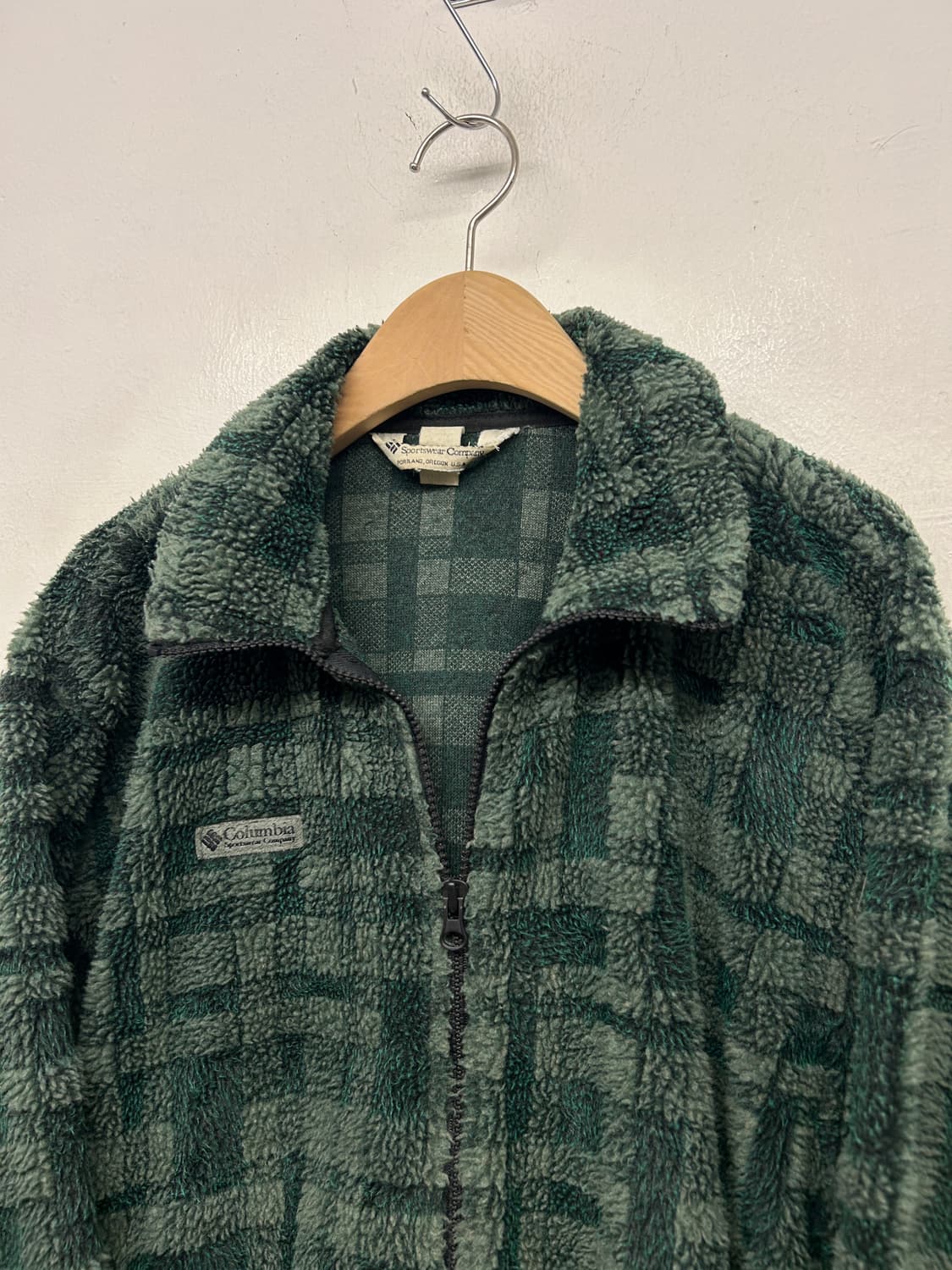 90s USA 컬럼비아 체크 플리스 자켓 상품이미지3