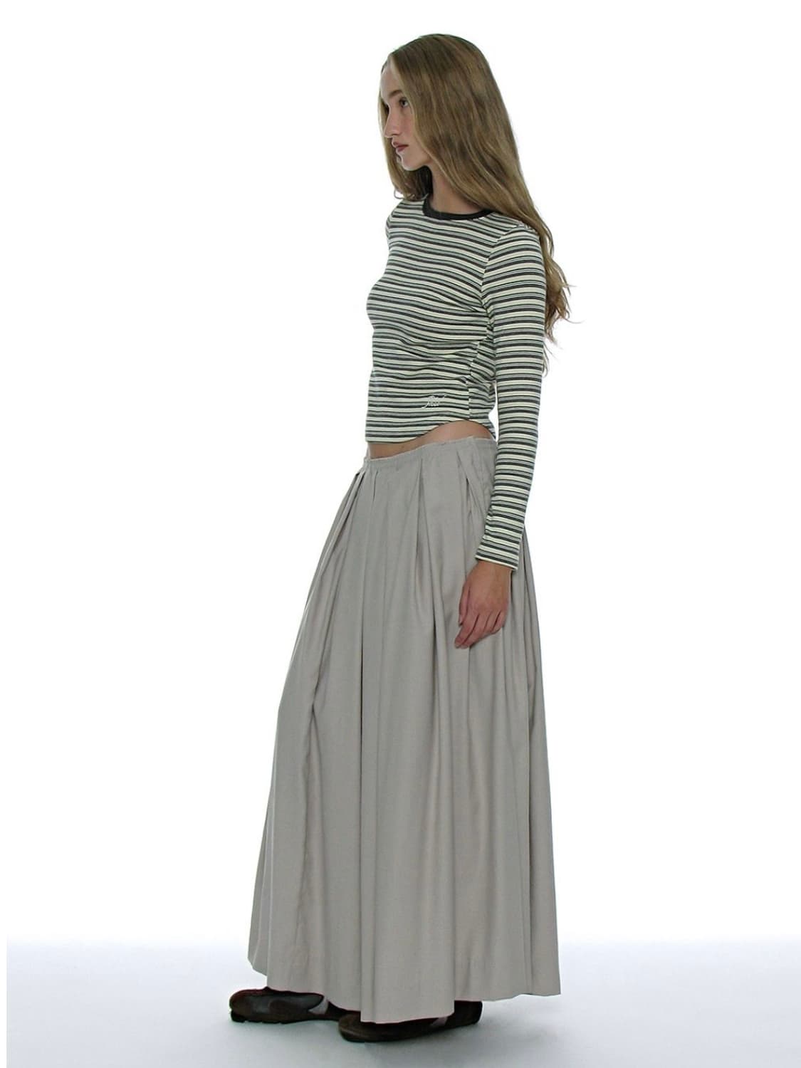 (1회착용) 파르티멘토 우먼 컷 오프 게더링 맥시 스커트 상품이미지4