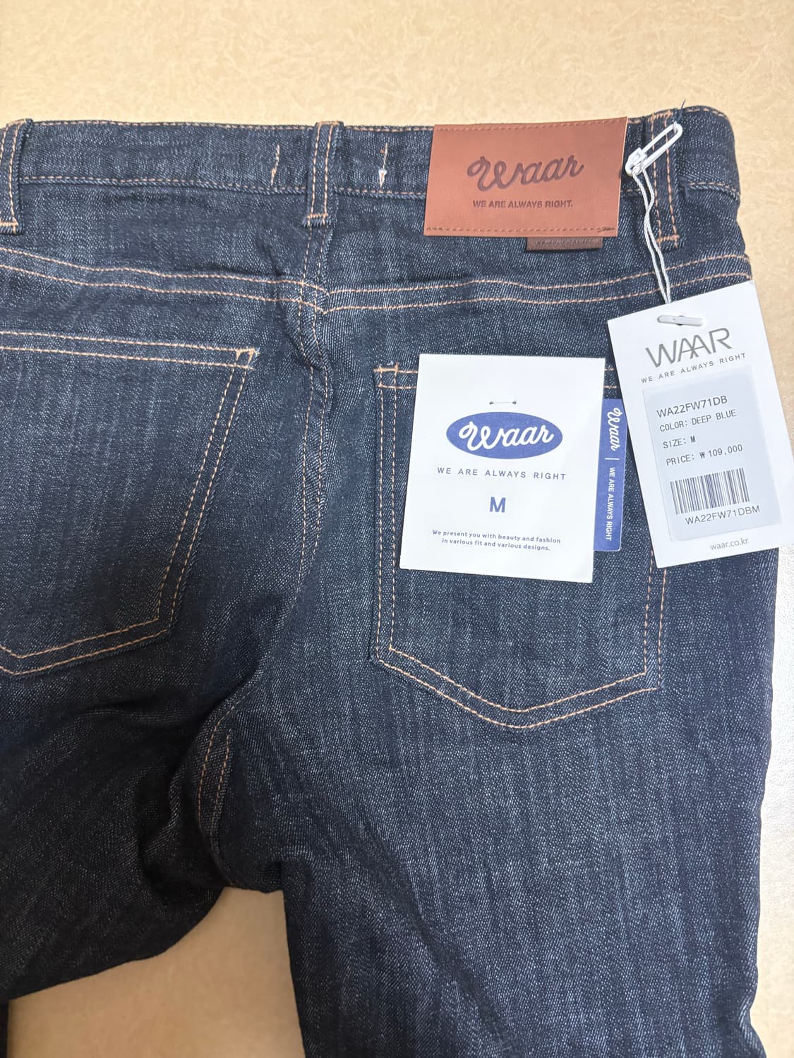 와르 WAAR 롱부츠컷 데님 M 새상품 상품이미지4