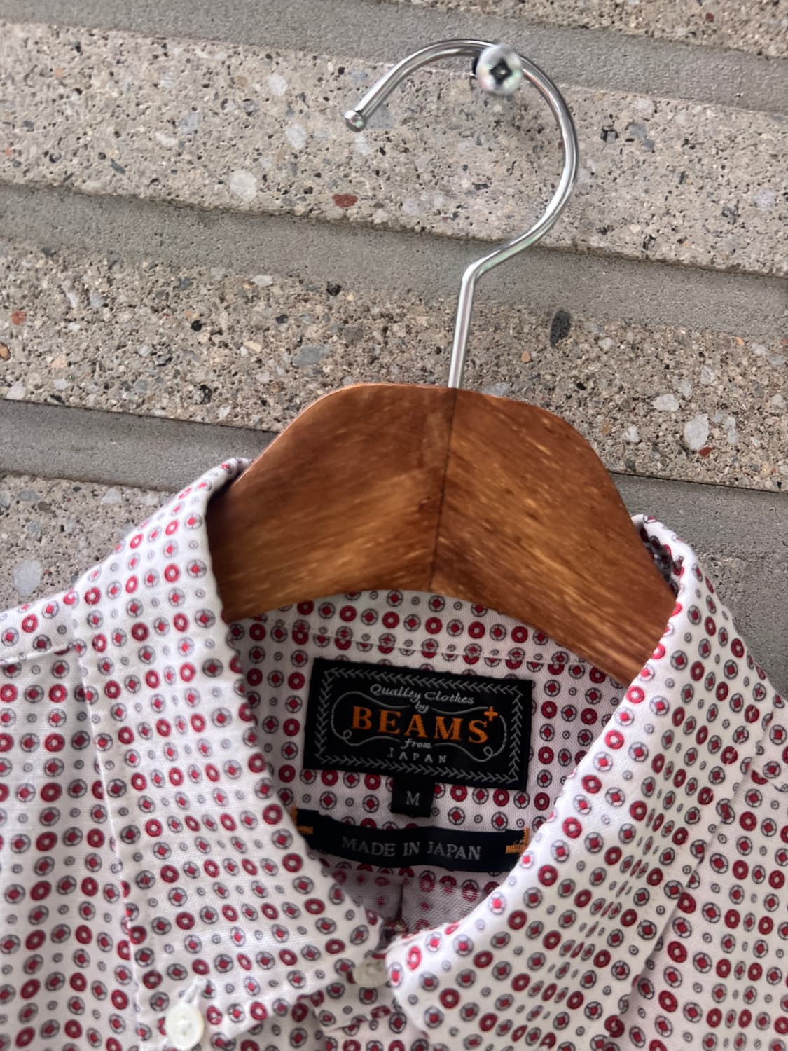 [M]BEAMS PLUS 빔즈 플러스 재팬메이드 레드 도트 패턴 셔츠 상품이미지2