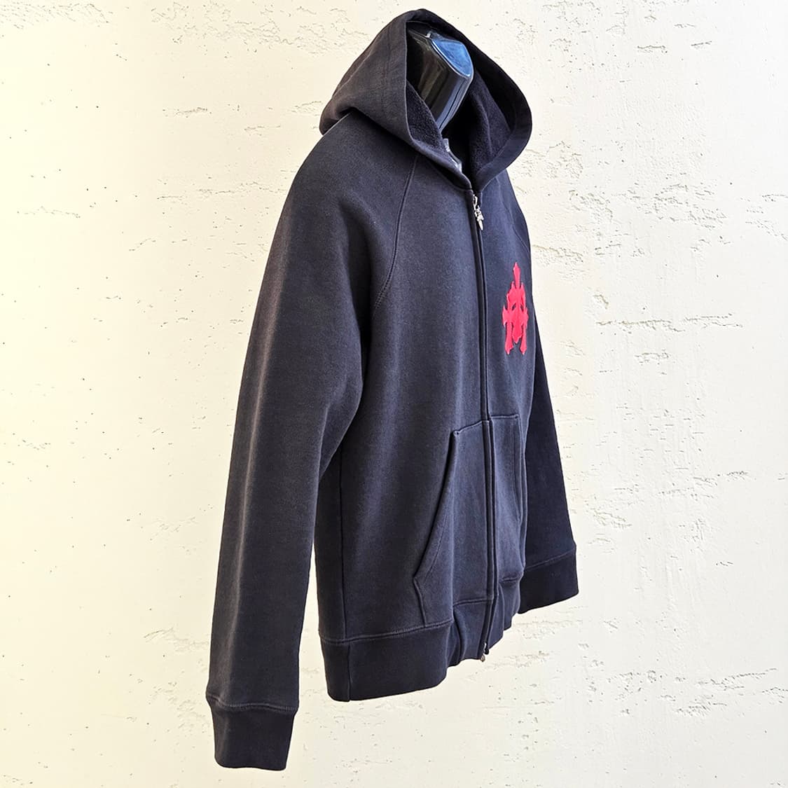 [S] 미사용 크롬하츠 페이퍼잼 레더패치 후드집업 네이비B1213C160 상품이미지2