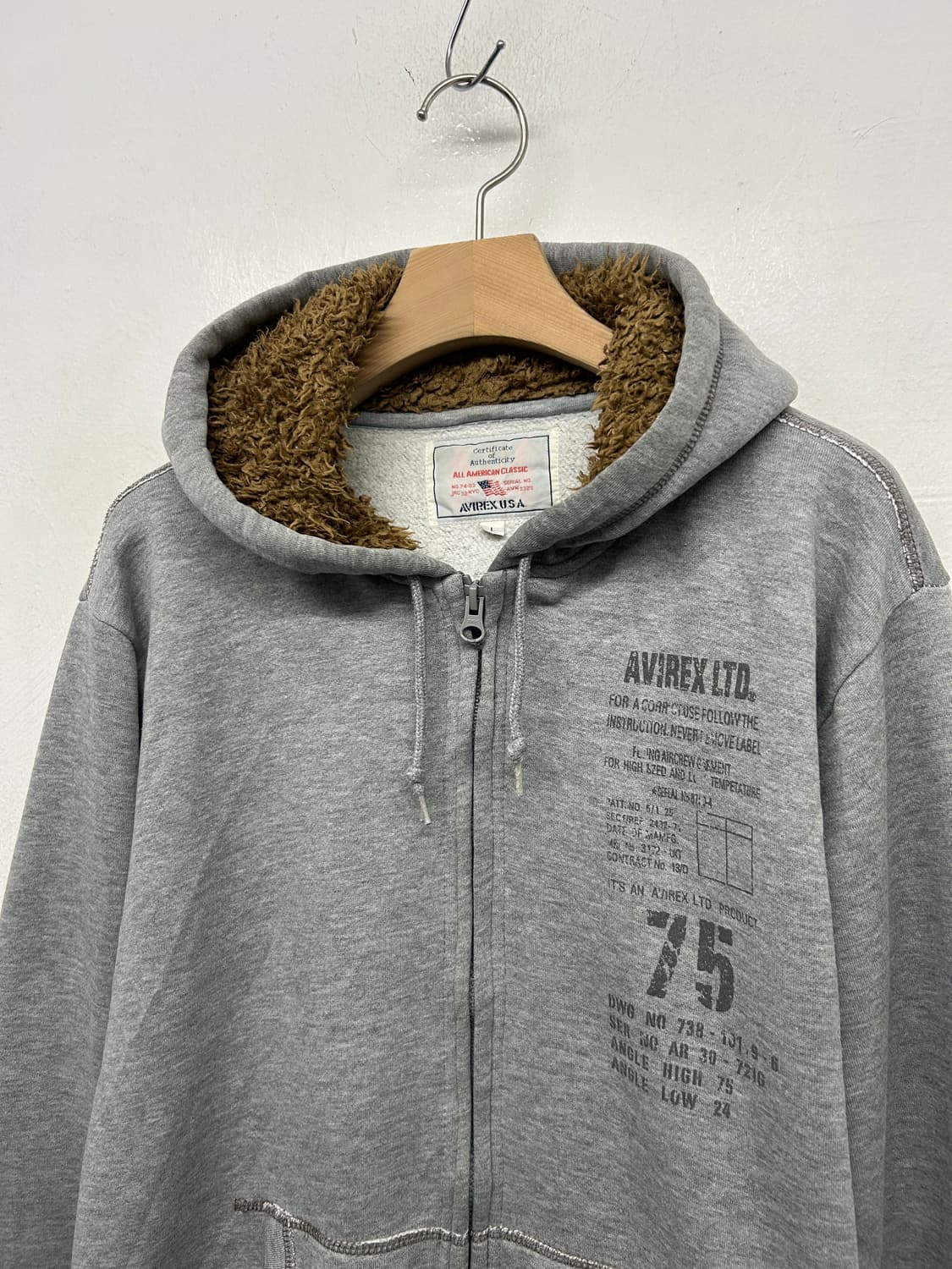 아비렉스 그레이 후드티  상품이미지2