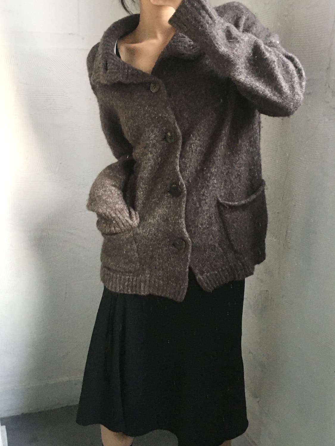 Plantation 플렌테이션 브라운 카라 버튼 가디건 상품이미지1