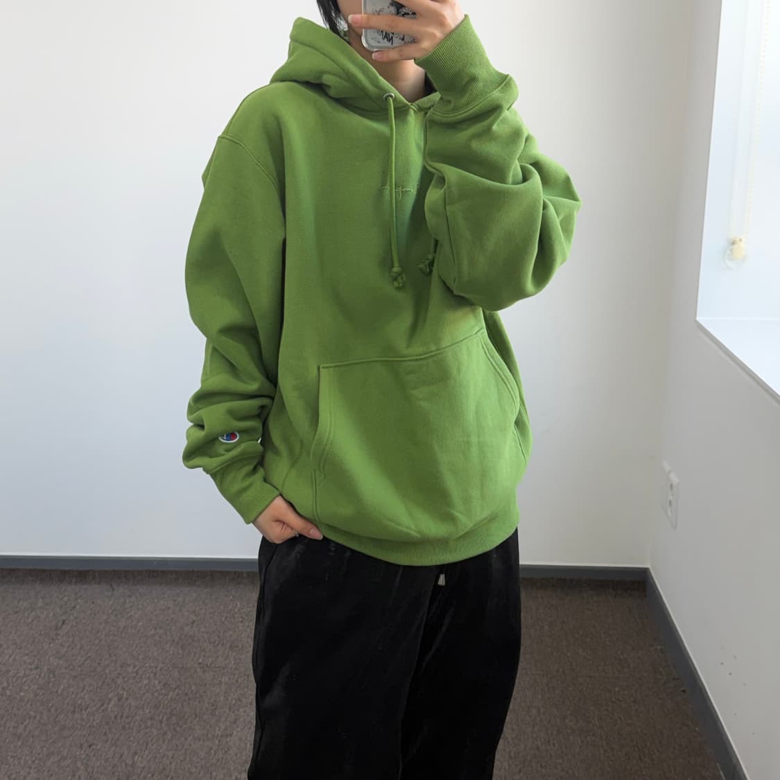 Champion 챔피온 데드스탁 그린 후드티 상품이미지2