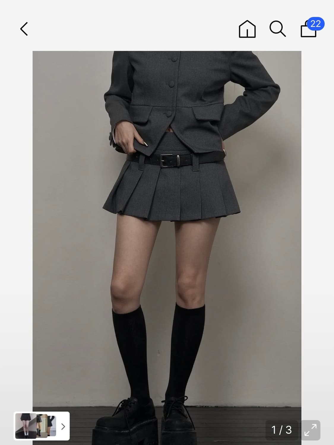 카키포인트 플리츠 스커트 M (gray) 상품이미지3