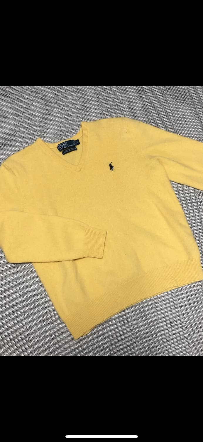 빈티지 폴로 노랑 브이넥 니트 상품이미지2