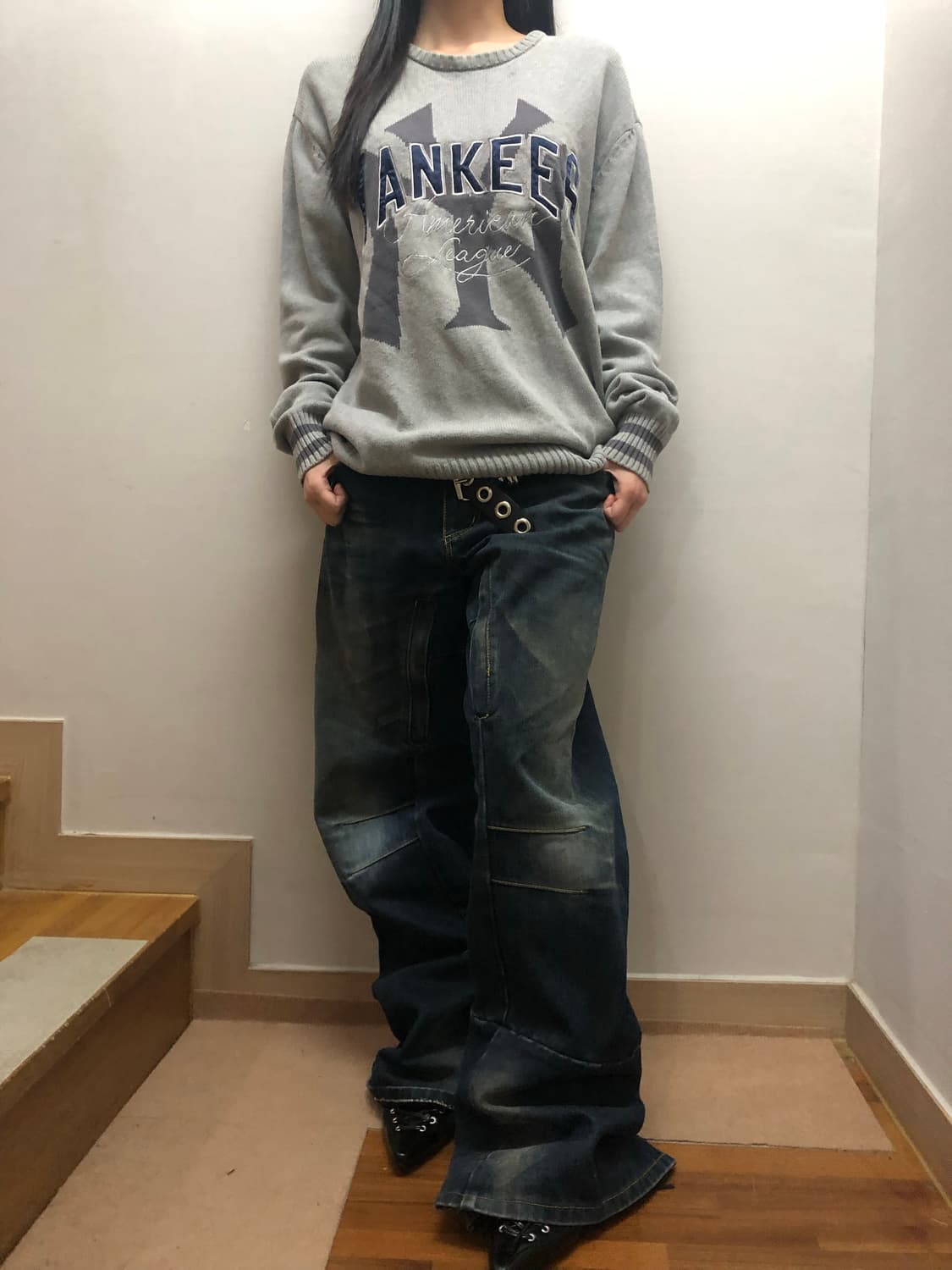 빈티지 mlb 빅 로고 니트 상품이미지7