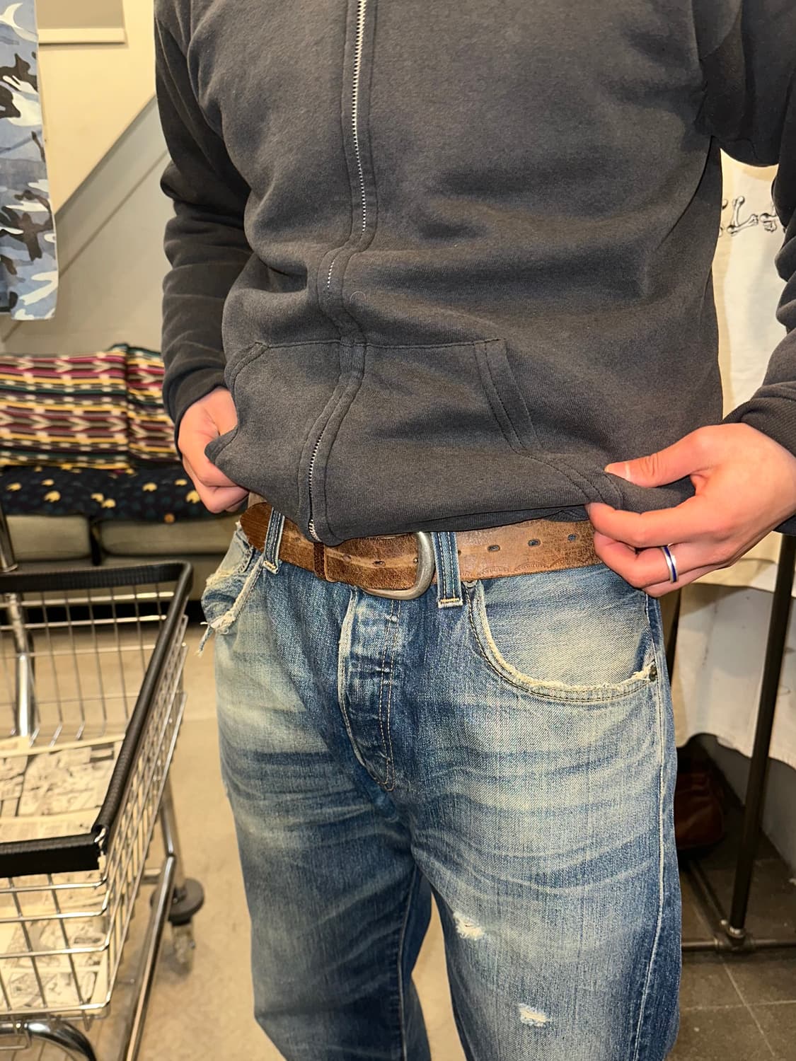 Real leather ethic pattern detail belt 상품이미지1