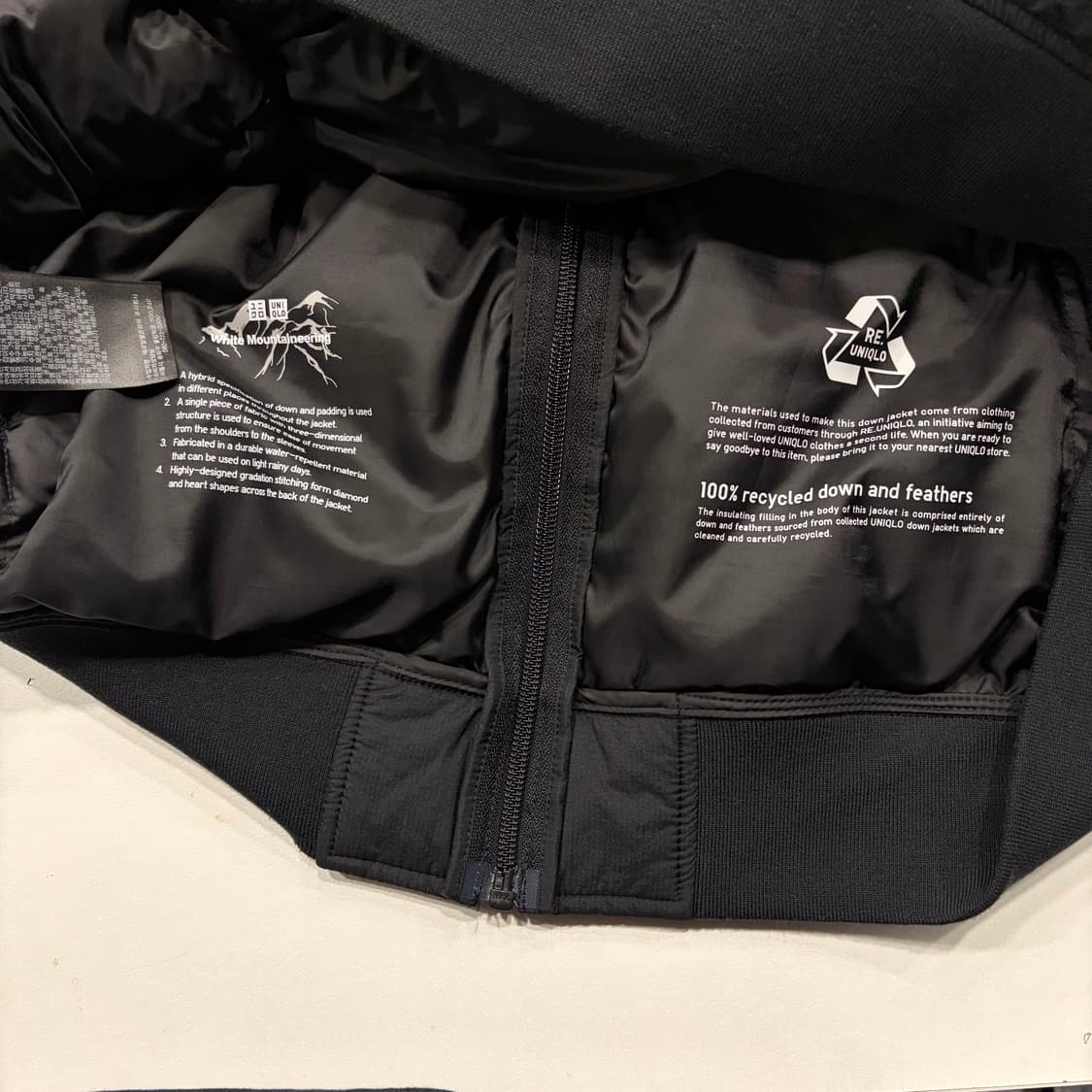 [XL] 유니클로 화이트 마운티니어링 경량 다운 자켓 블랙 C307 상품이미지6