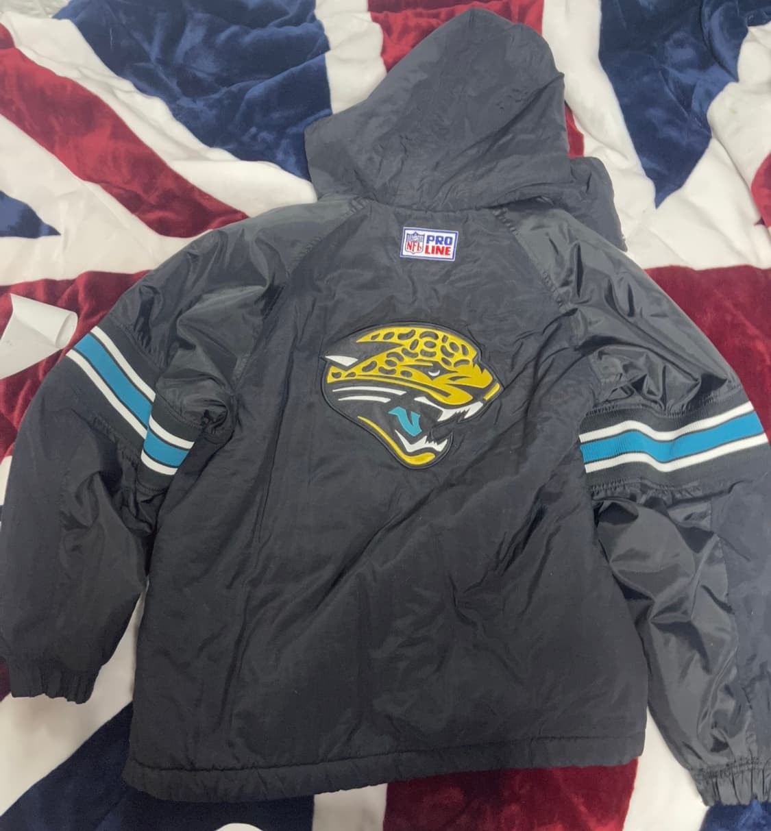 90s Starter x NFL 캐롤라이나팬서스 패딩 하프 후드 집업 상품이미지3