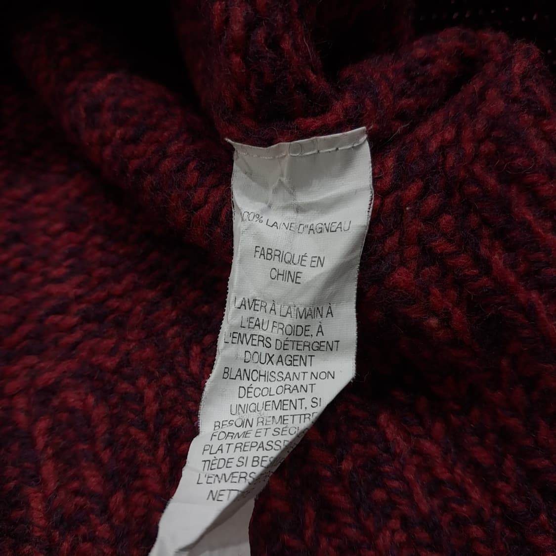 CL069 M 엘엘빈 레드 버건디 멜란지 100% 램스울 크루넥 니트 상품이미지5