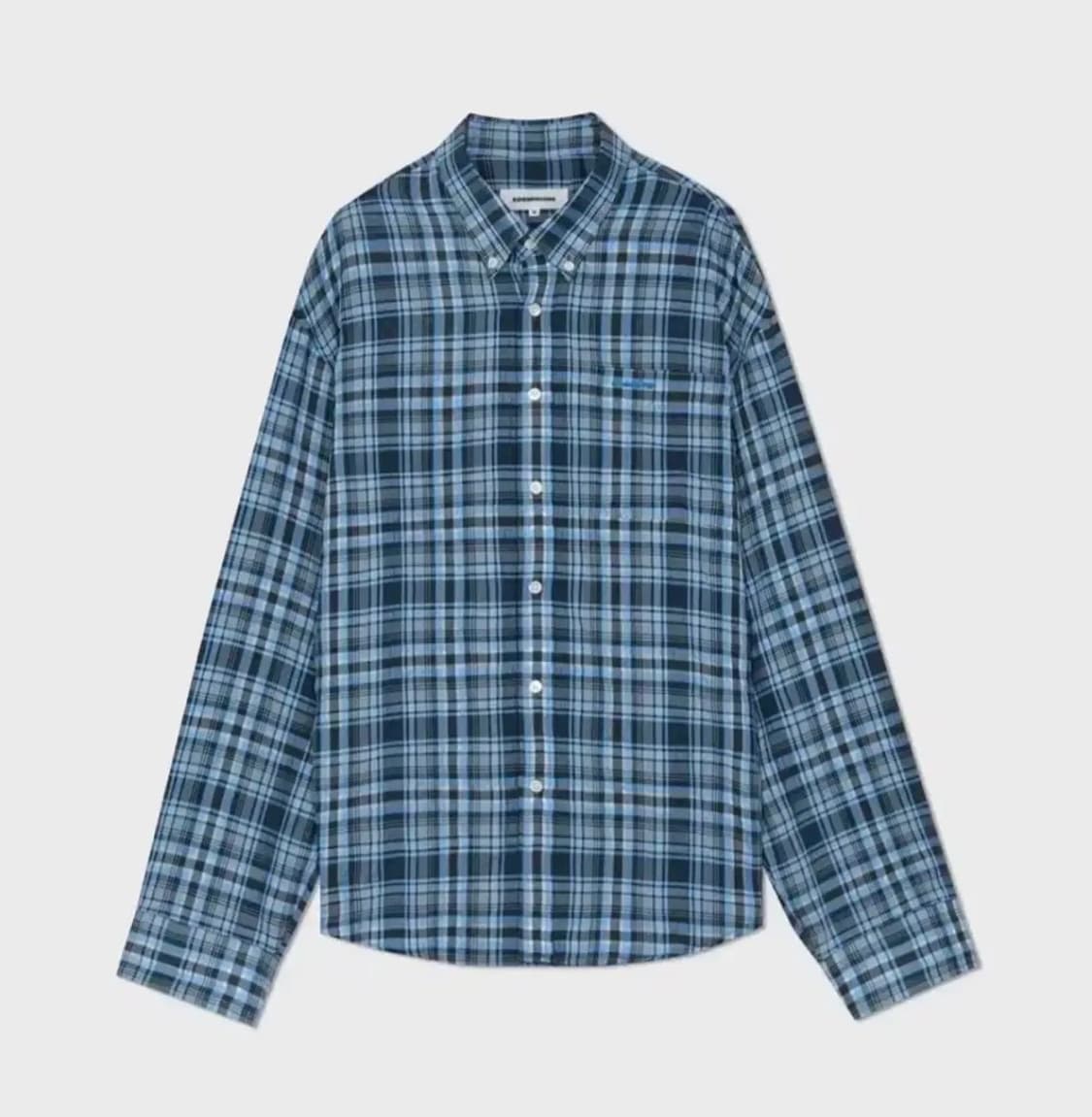 구민성 체크셔츠 블루 상품이미지1
