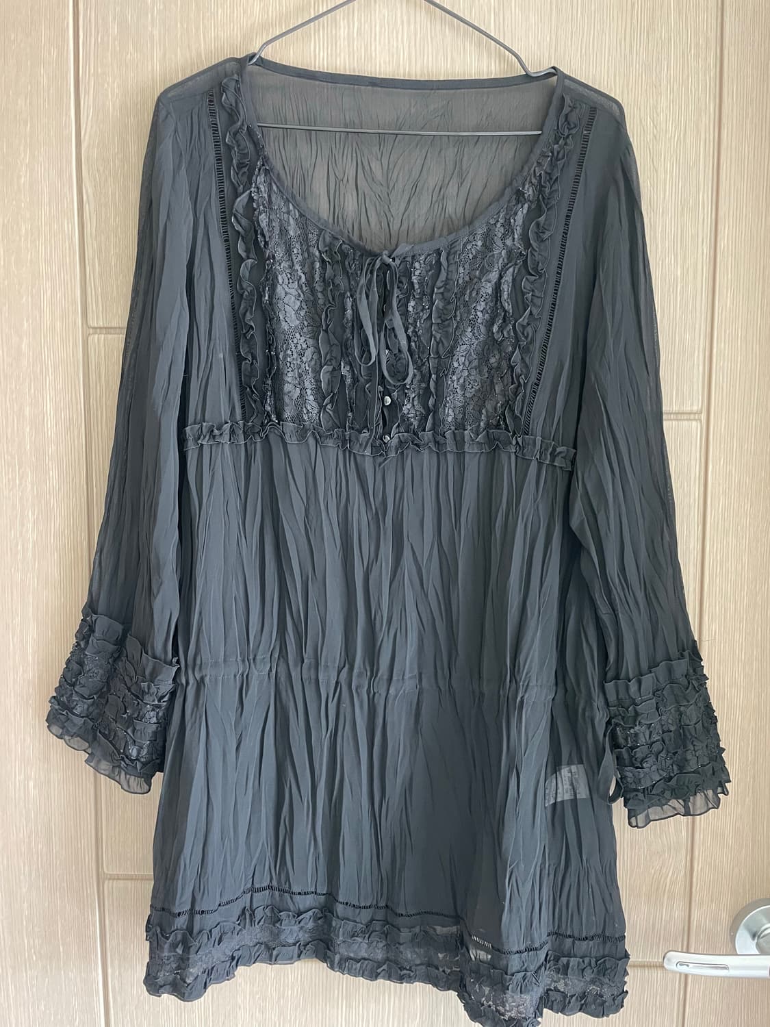 블랙 모리 고스 그런지 페어리 프릴 원피스 상품이미지1