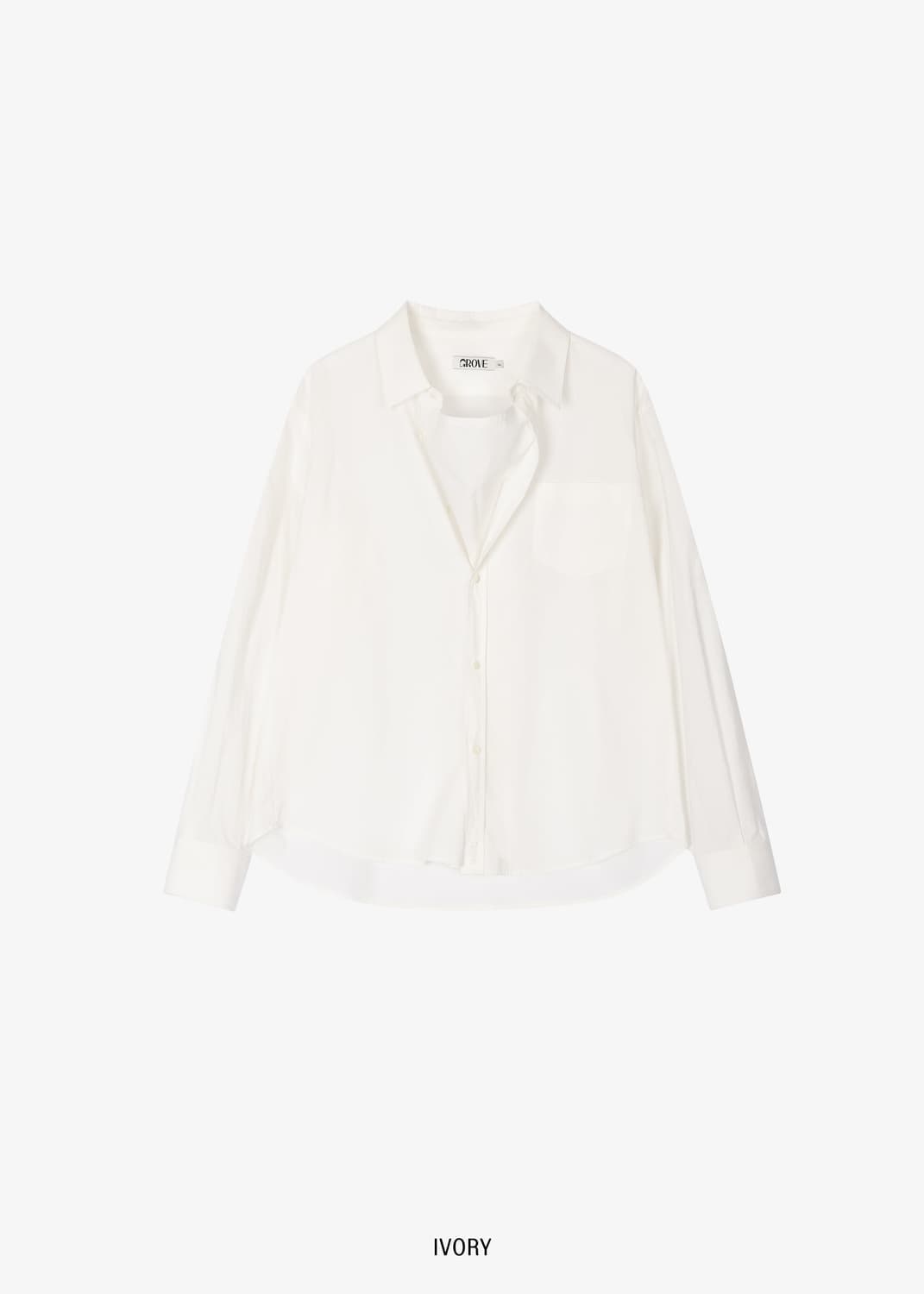Grove 그로브 스미스 폴드카라셔츠 화이트 상품이미지4