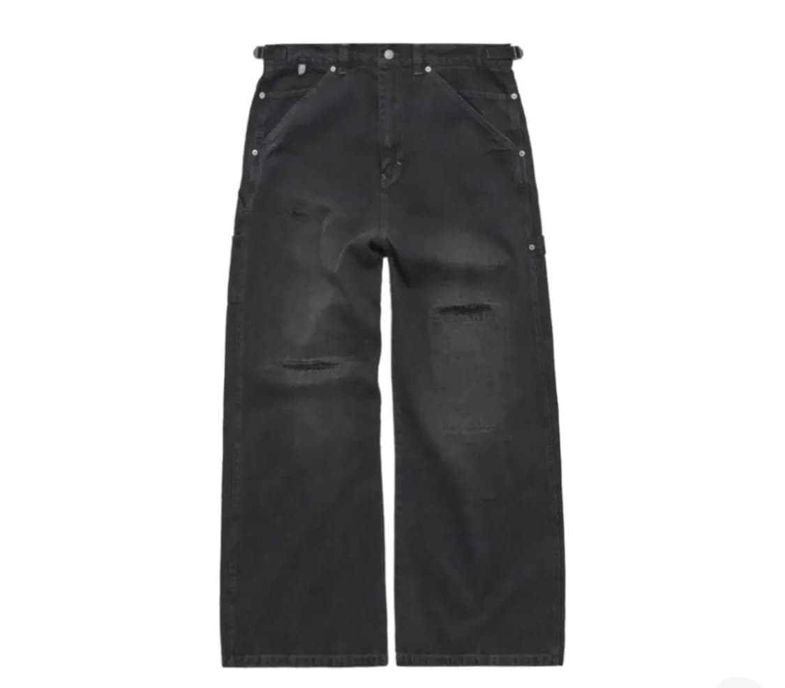 [2]폴리테루 데미지드 카펜터 팬츠 워시드 블랙 상품이미지1