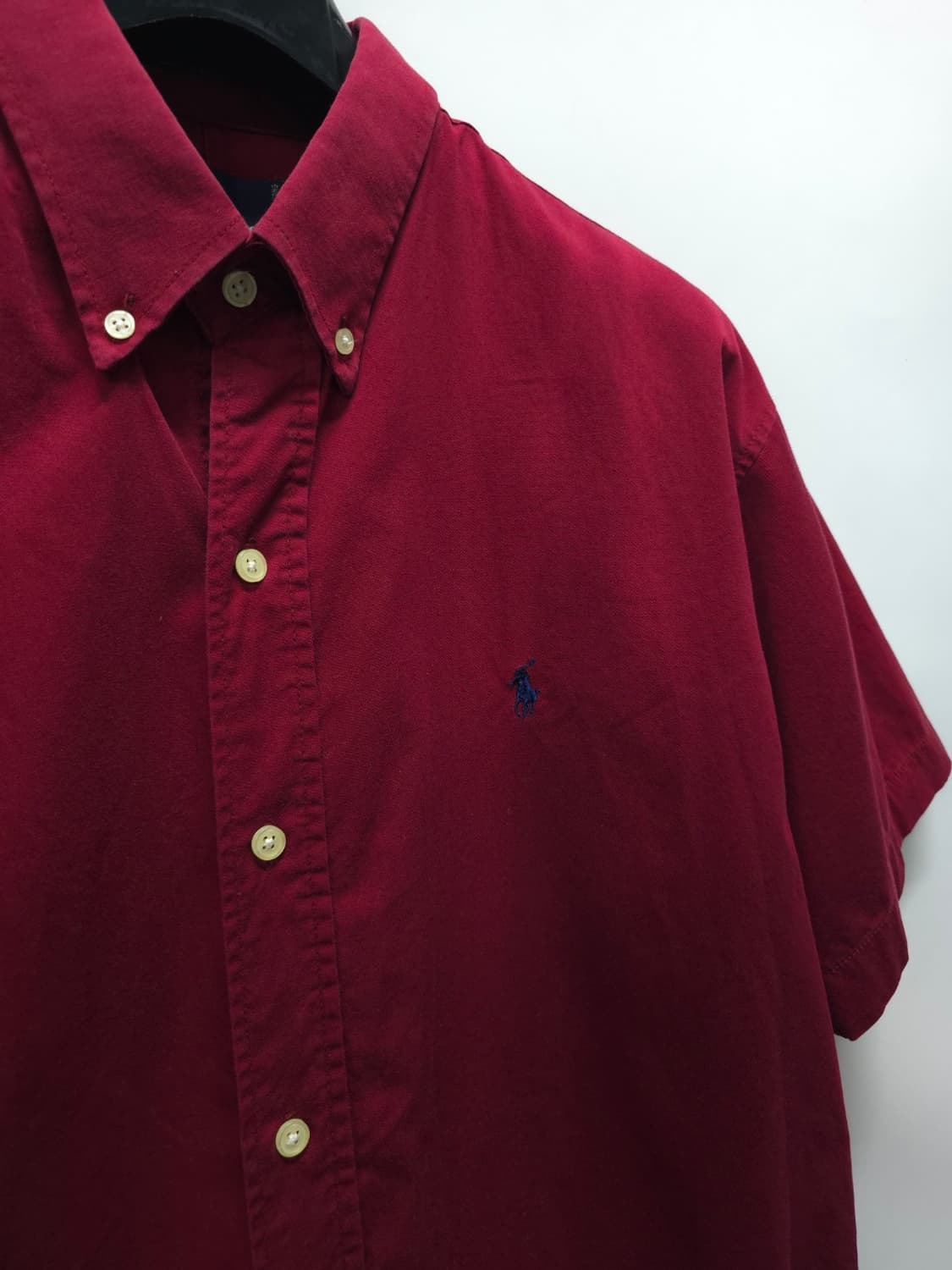 폴로 랄프로렌 90s 빈티지 클래식핏 반팔 셔츠 레드 100 상품이미지4