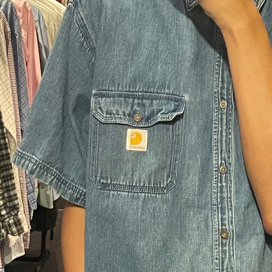 [IM] carhartt 칼하트 중청 데님 반팔셔츠 상품이미지4