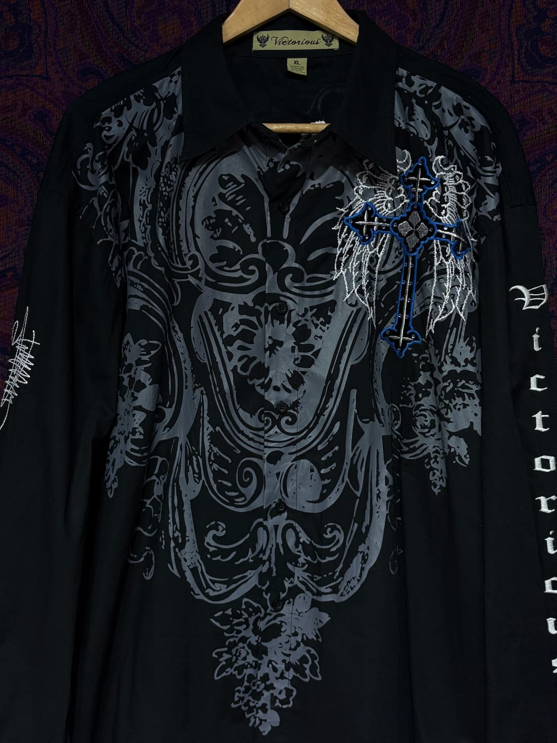 Vietorious 고딕 펑크 십자가 블랙셔츠 상품이미지6