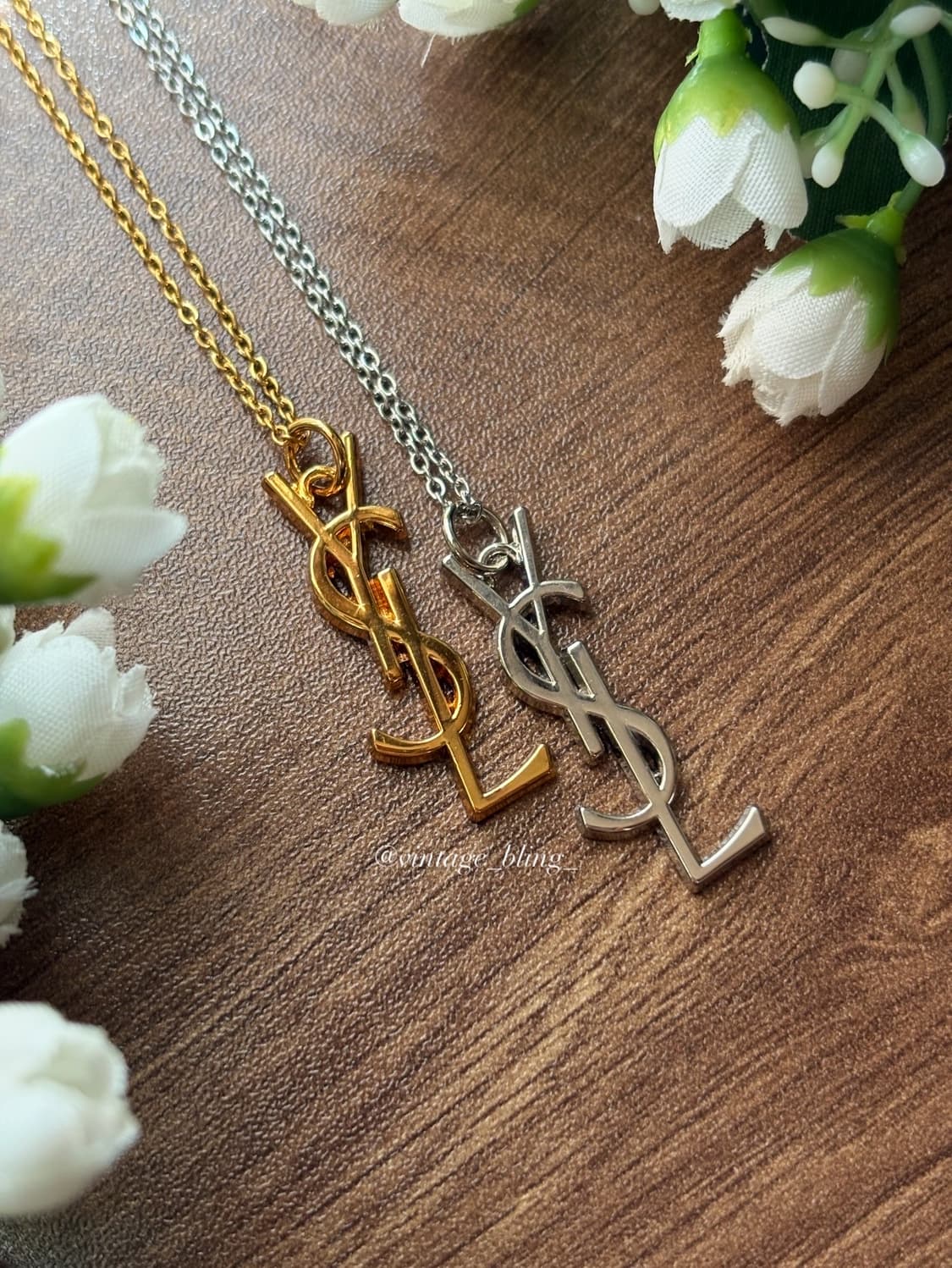 [실버품절] 생로랑 심플 로고 골드 목걸이 상품이미지1