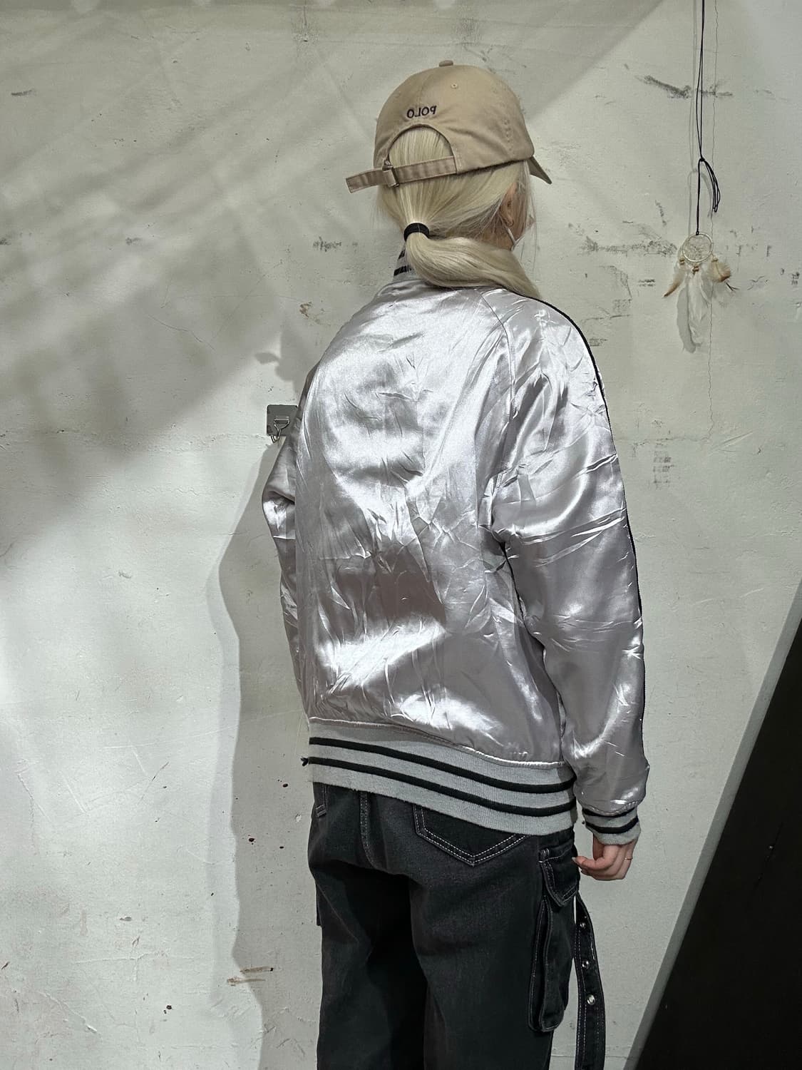일본 빈티지 메탈 실버 유광 마원 항공 잠바 L 상품이미지3