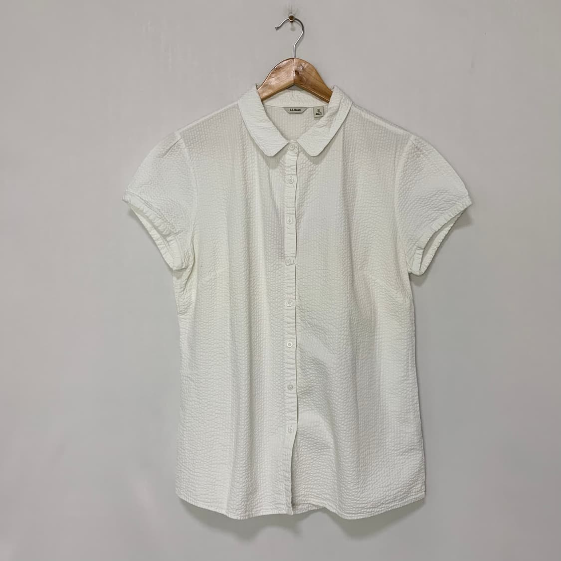 LLBean 엘엘빈 엠보싱 반팔 셔츠 블라우스 여성 모리걸 빈티지 M 상품이미지1