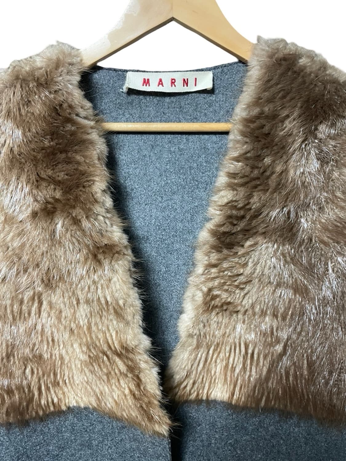 마르니 MARNI 비버 퍼 믹스드 베스트 그레이 38 상품이미지4