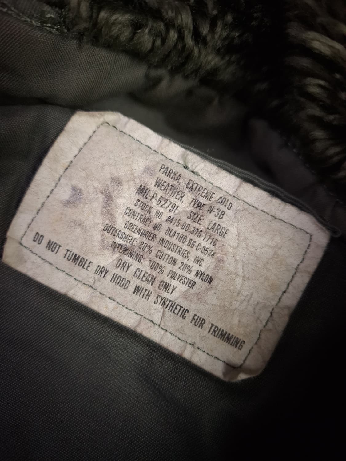 오리지날 80's 미국제조 미공군 지급용 N-3B 극한지용 파카 상품이미지2