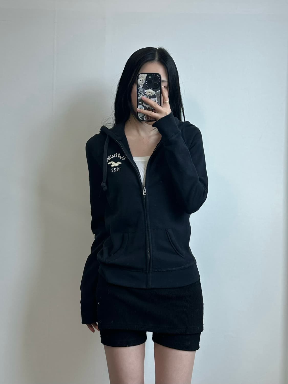 홀리스터 y2k 와투케 네이비 딱붙 후드집업 상품이미지1