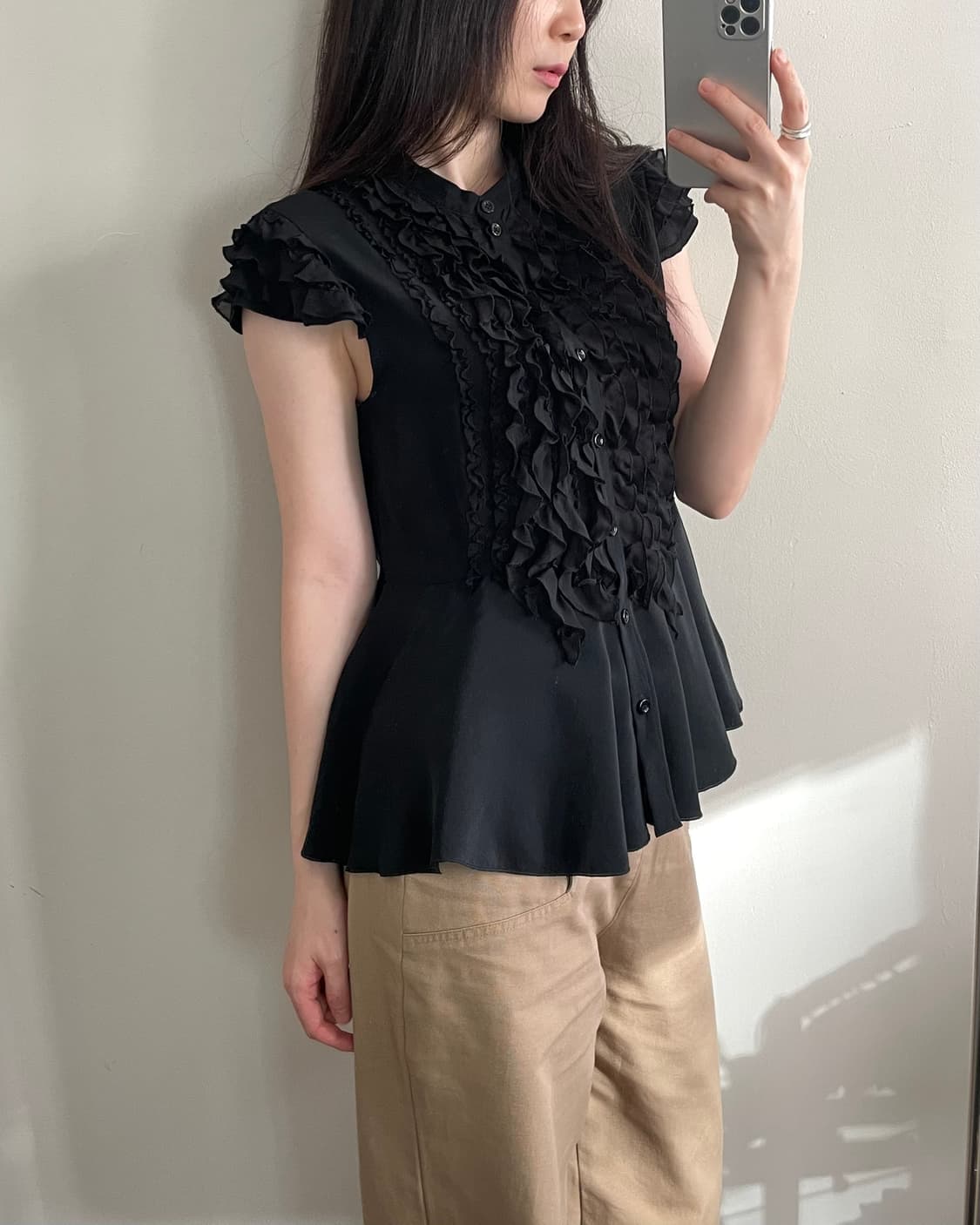 MOSCHINO frill cap sleeve silk blouse 상품이미지10