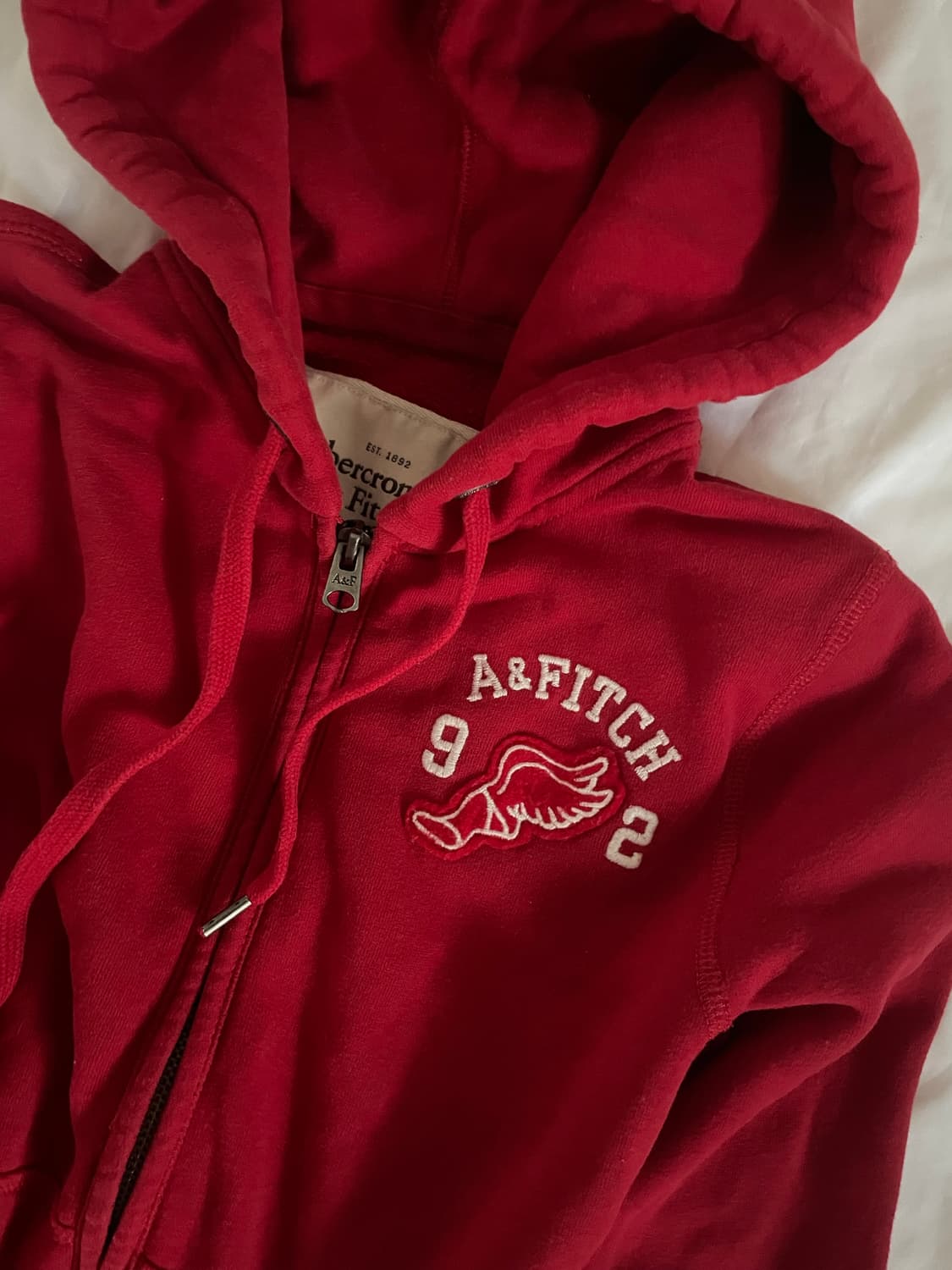 빈티지 아베크롬비 레드 크롭 후드집업 딱붙 상품이미지2