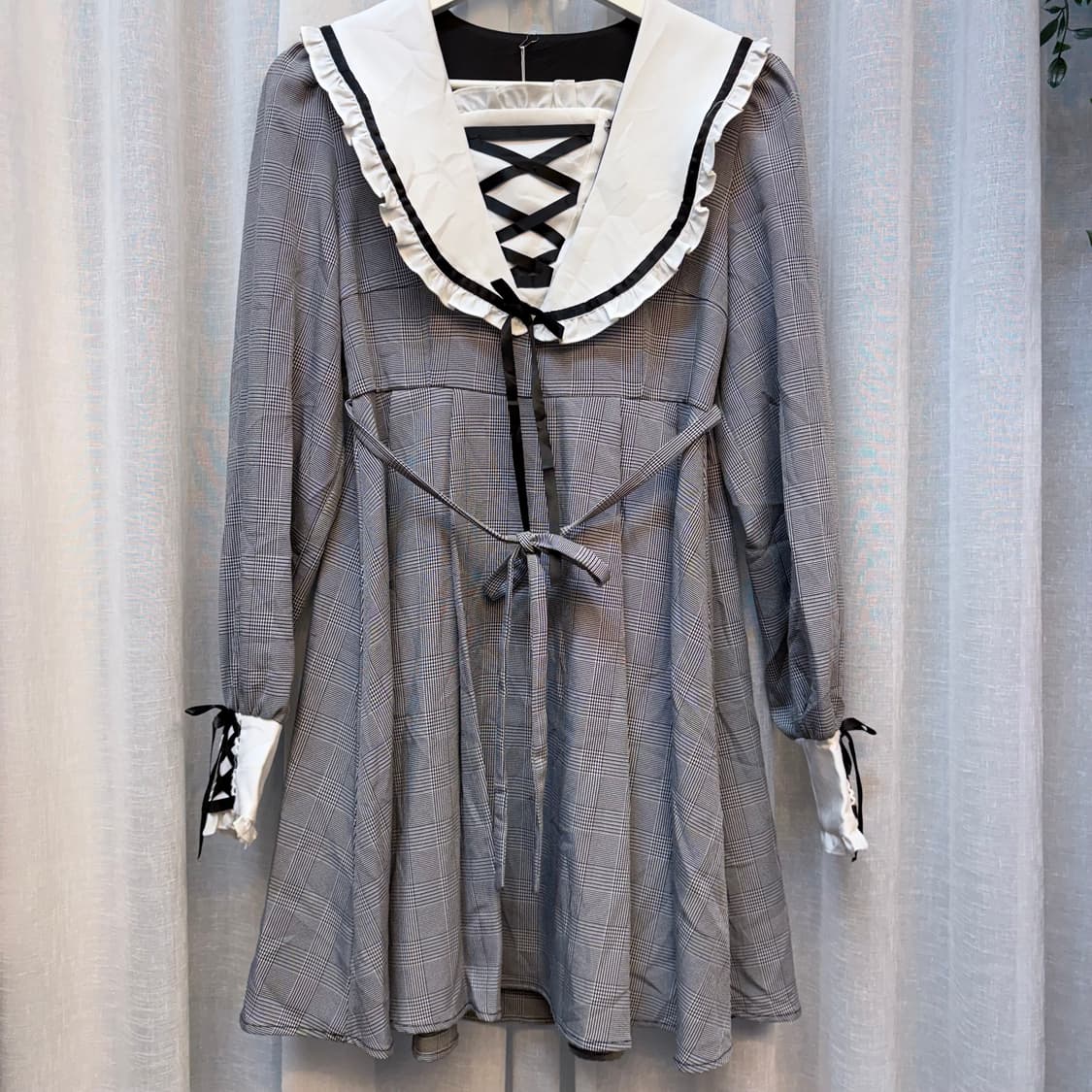 글랜체크 메이드 드레스 상품이미지4