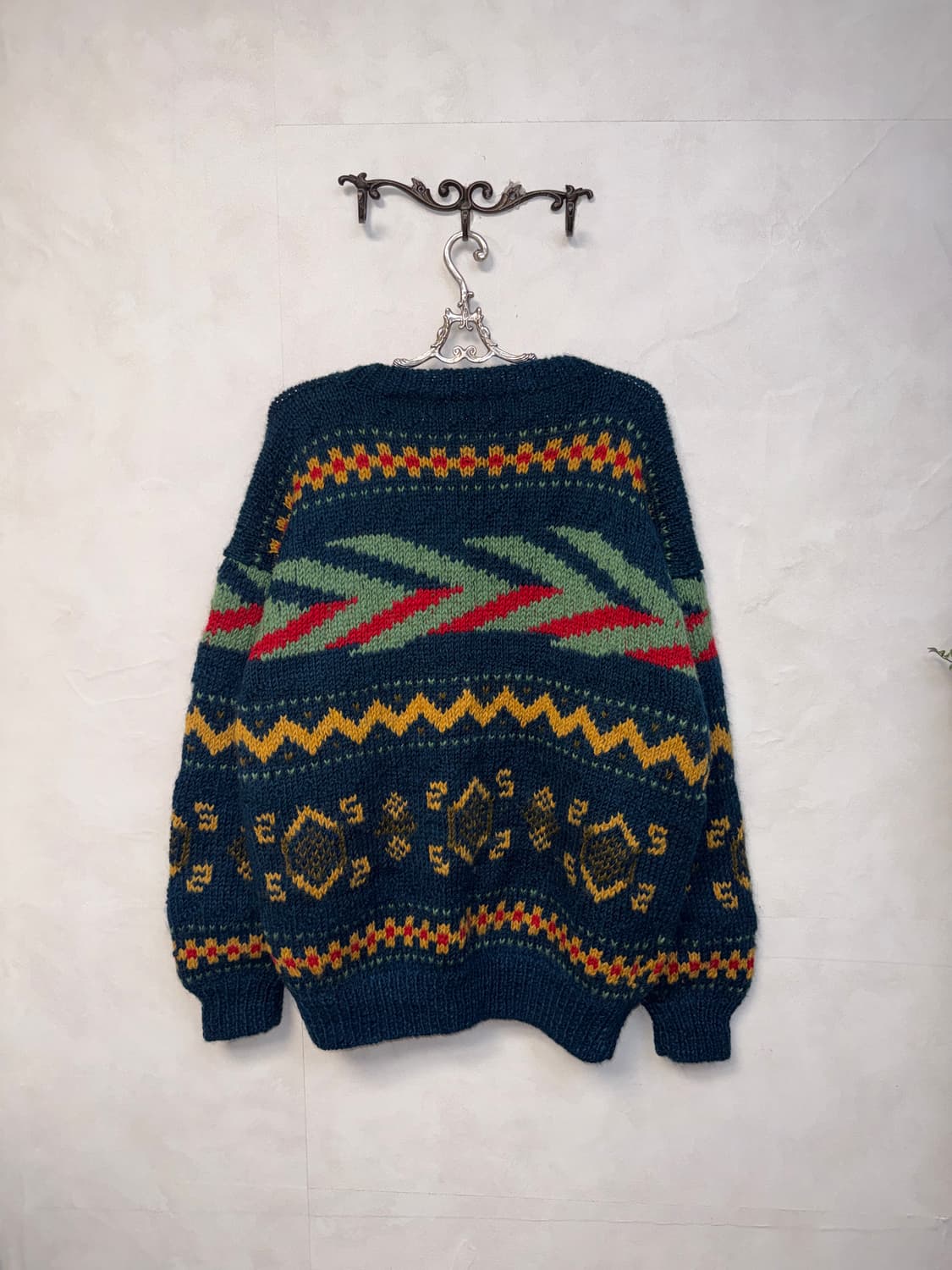 Navy bohemian heavy wool cardigan 상품이미지3