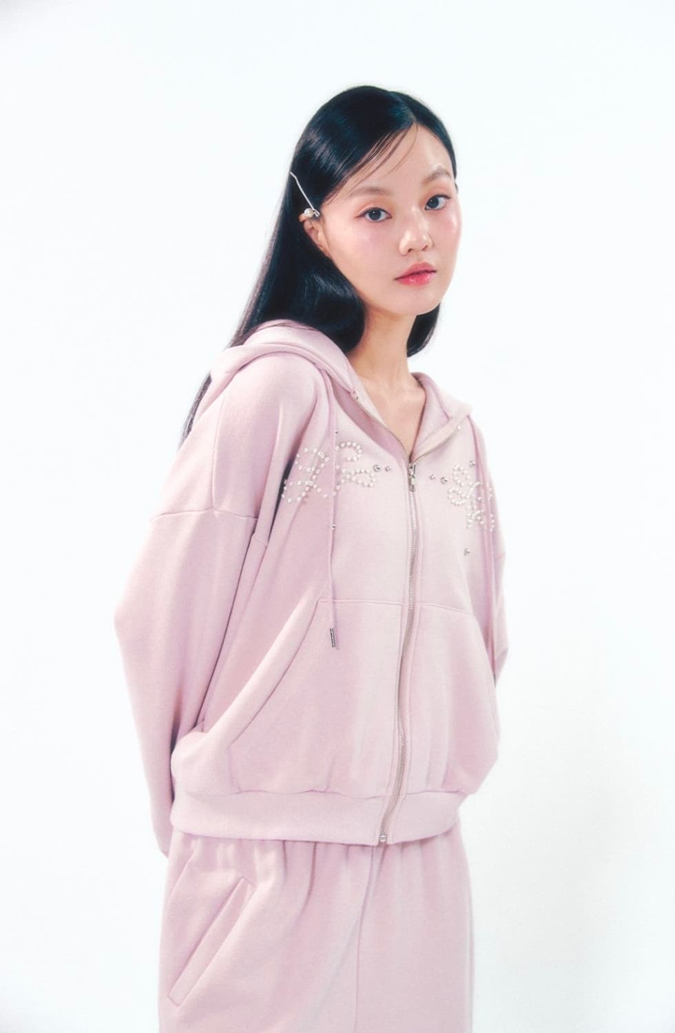 모일리 진주 후드집업 핑크 장원영 후드집업 상품이미지7