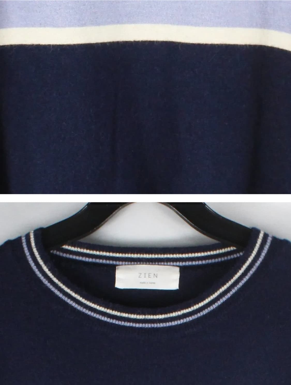 빈티지 zien 지엔 스트라이프 배색 반팔 니트 상품이미지3
