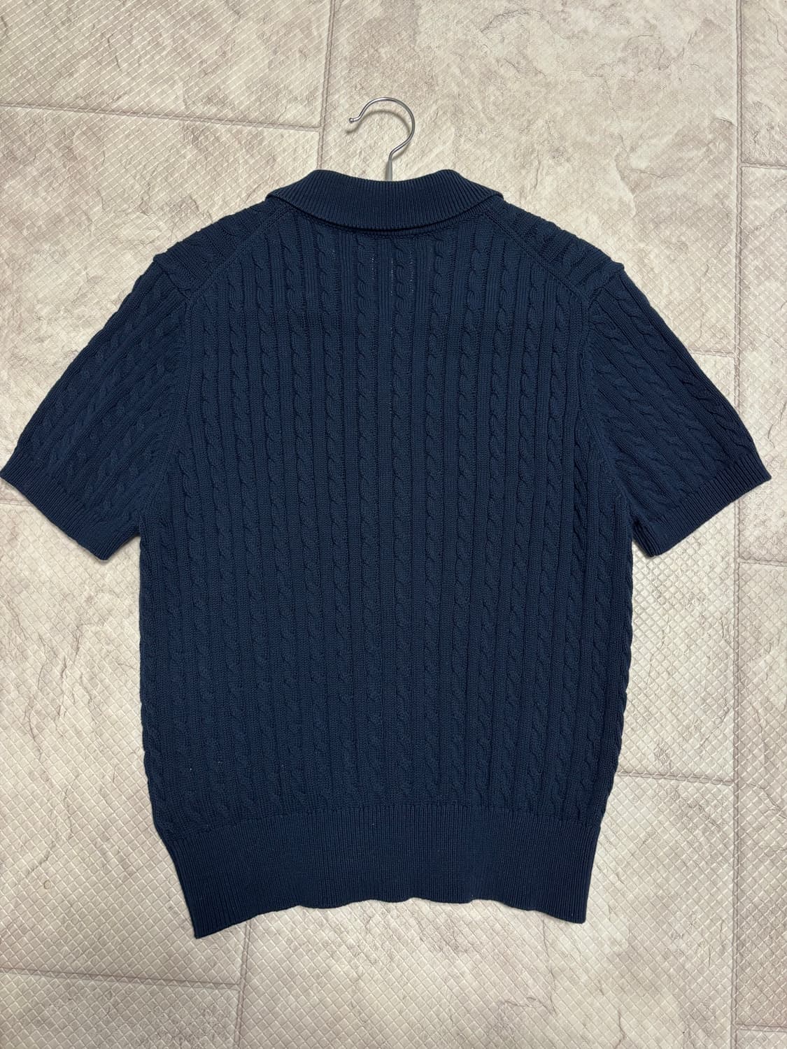 WHO.AU 케이블 반팔 가디건 네이비 M 상품이미지2